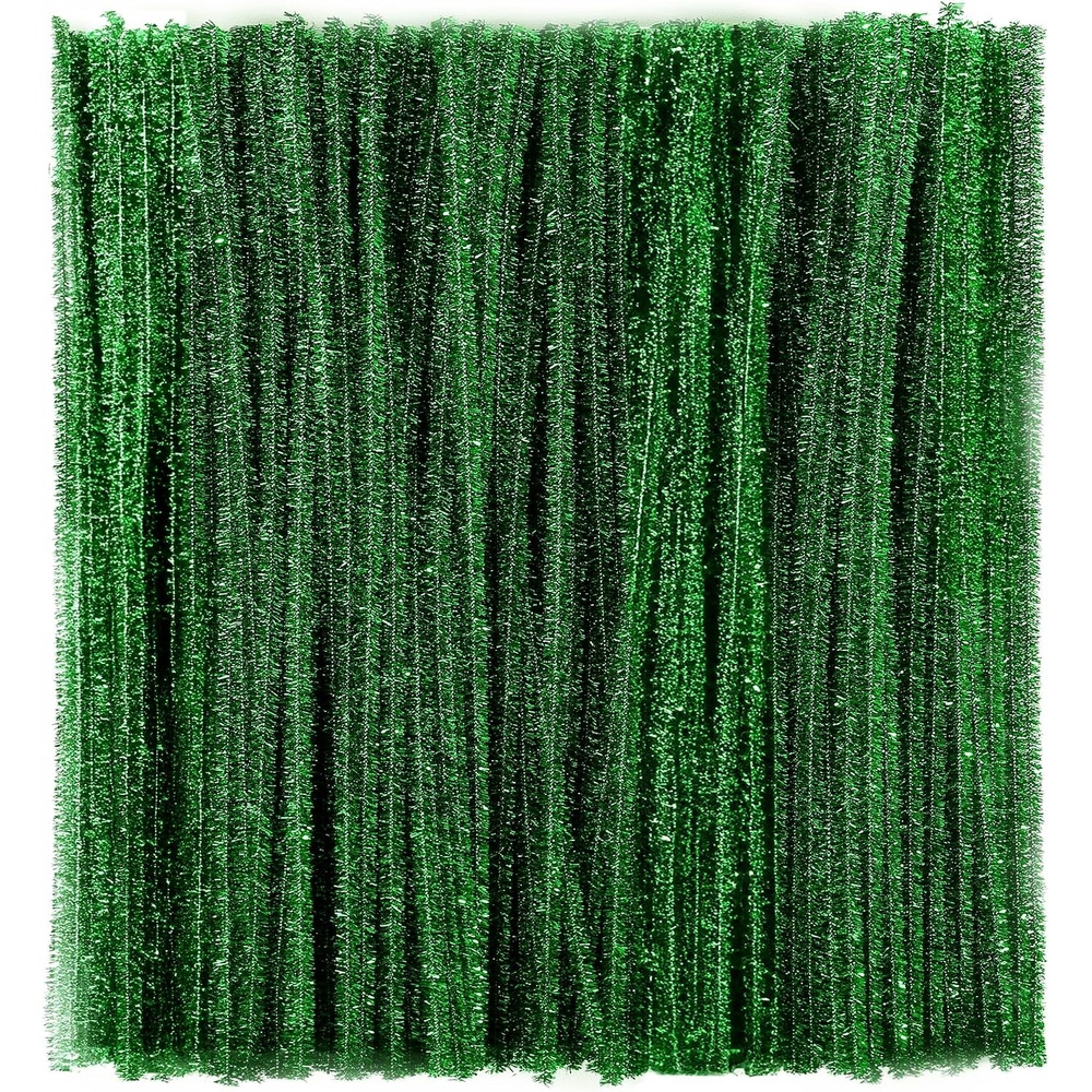 Caydo 200 Pieces Halloween Pipe Cleaners with 100PCS Wiggle Eyes, 8 Colors(Glitter Green)