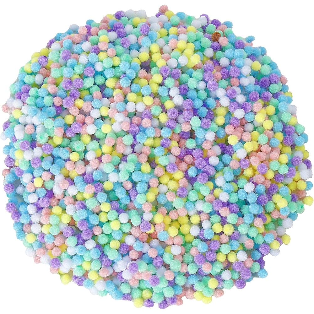 Caydo 2400 Pieces Mini Craft Pompoms Assorted Colors 6 mm Pom poms for Hobby Supplies and Home Decorations(Macaroon)