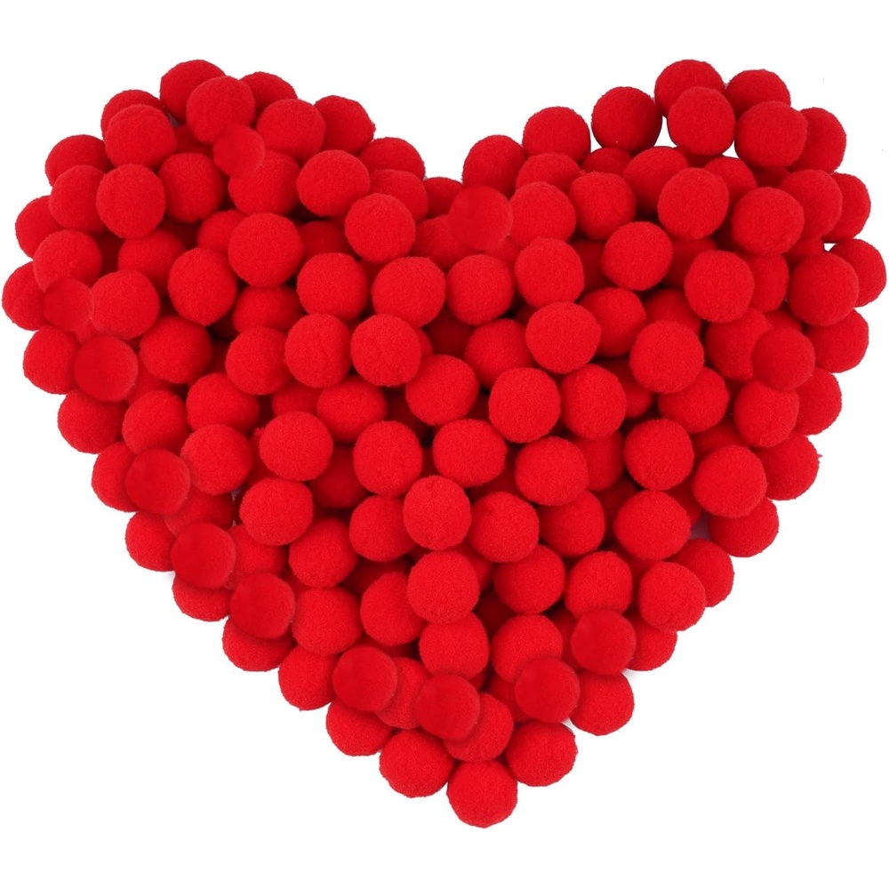 Caydo 200 Pieces Red Pom Poms 1 Inch Fluffy Craft Pompom Balls for Home Party Mother’s Day Decor and Arts Crafts Projects Making(Red)