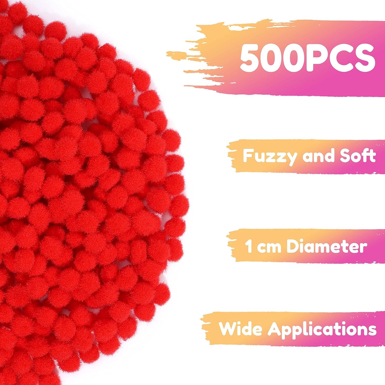 Caydo 1cm Green Pom Poms, 500 Pieces Craft Pom Poms Balls for Kids Creative Arts and Crafts Project and Home Decorations(Red)