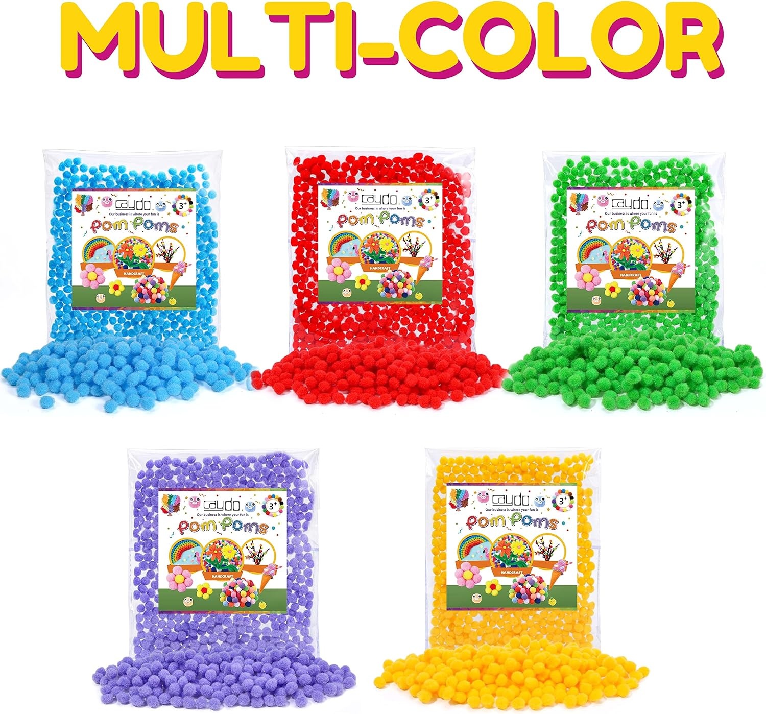 Caydo 1cm Green Pom Poms, 500 Pieces Craft Pom Poms Balls for Kids Creative Arts and Crafts Project and Home Decorations(Red)
