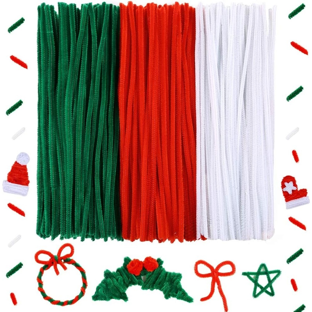 Caydo 300 Pieces 12 inch Pipe Cleaners for DIY, Creative Crafts Valentine’s Day Decorations (Red, Green, White)(Red  Green  White)