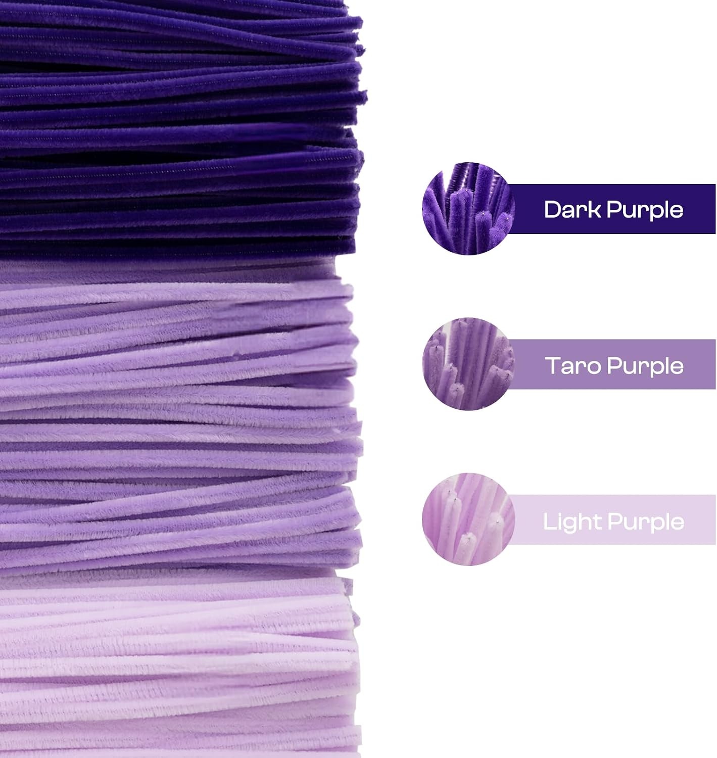 Caydo 200 Pieces Orange Pipe Cleaners for Flowers Making, Craft Chenille Stems for Kids Creative DIY Art Crafts and Home Decorations (12 Inch x 6 mm)(Gradient Purple)