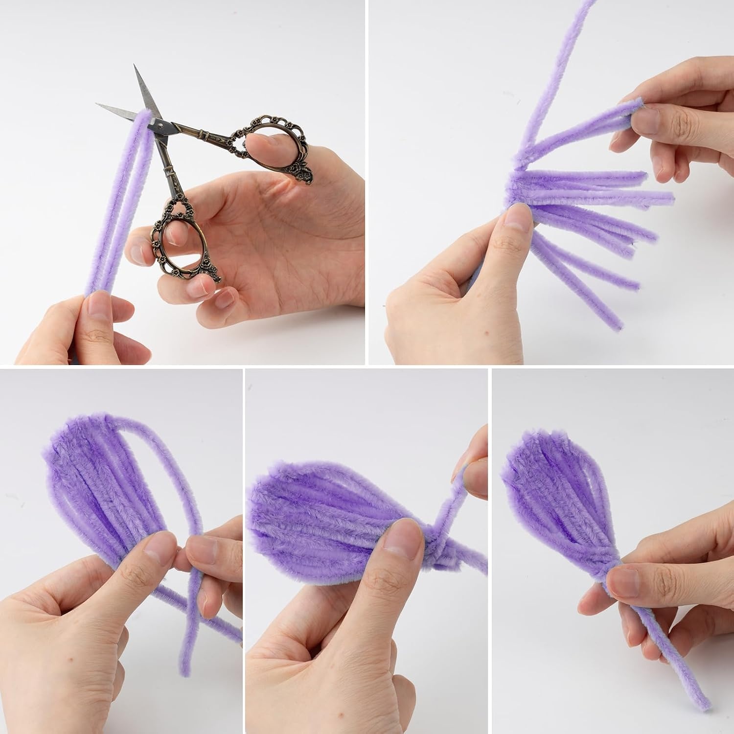 Caydo 200 Pieces Orange Pipe Cleaners for Flowers Making, Craft Chenille Stems for Kids Creative DIY Art Crafts and Home Decorations (12 Inch x 6 mm)(Gradient Purple)