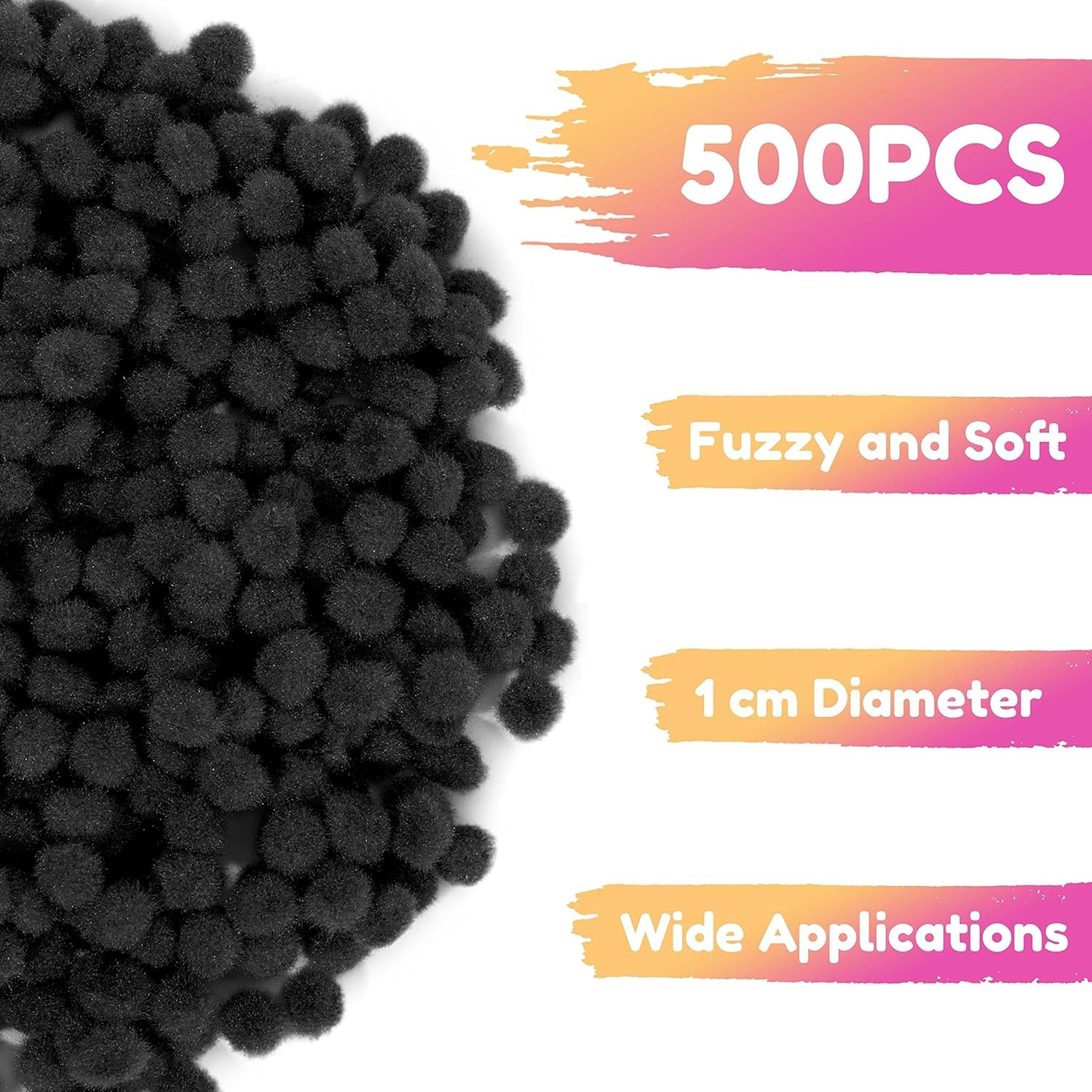 Caydo 1cm Green Pom Poms, 500 Pieces Craft Pom Poms Balls for Kids Creative Arts and Crafts Project and Home Decorations(Black)