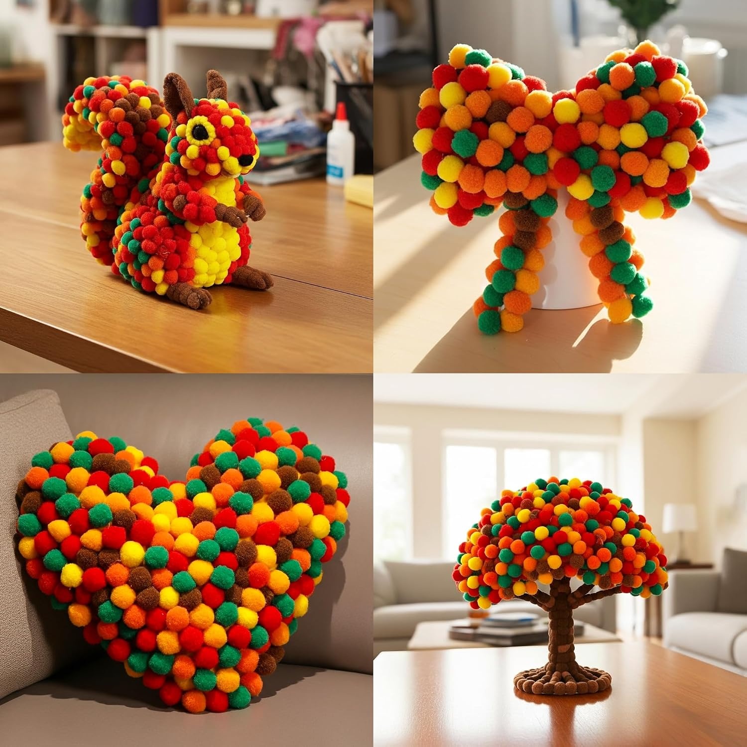 Caydo 300PCS Black Pom Poms with 100PCS Wiggle Eyes, 1 Inch Pom Pom Balls for Kids Art and Craft Projects Making and Classroom Craft Activities(Gradient Orange)