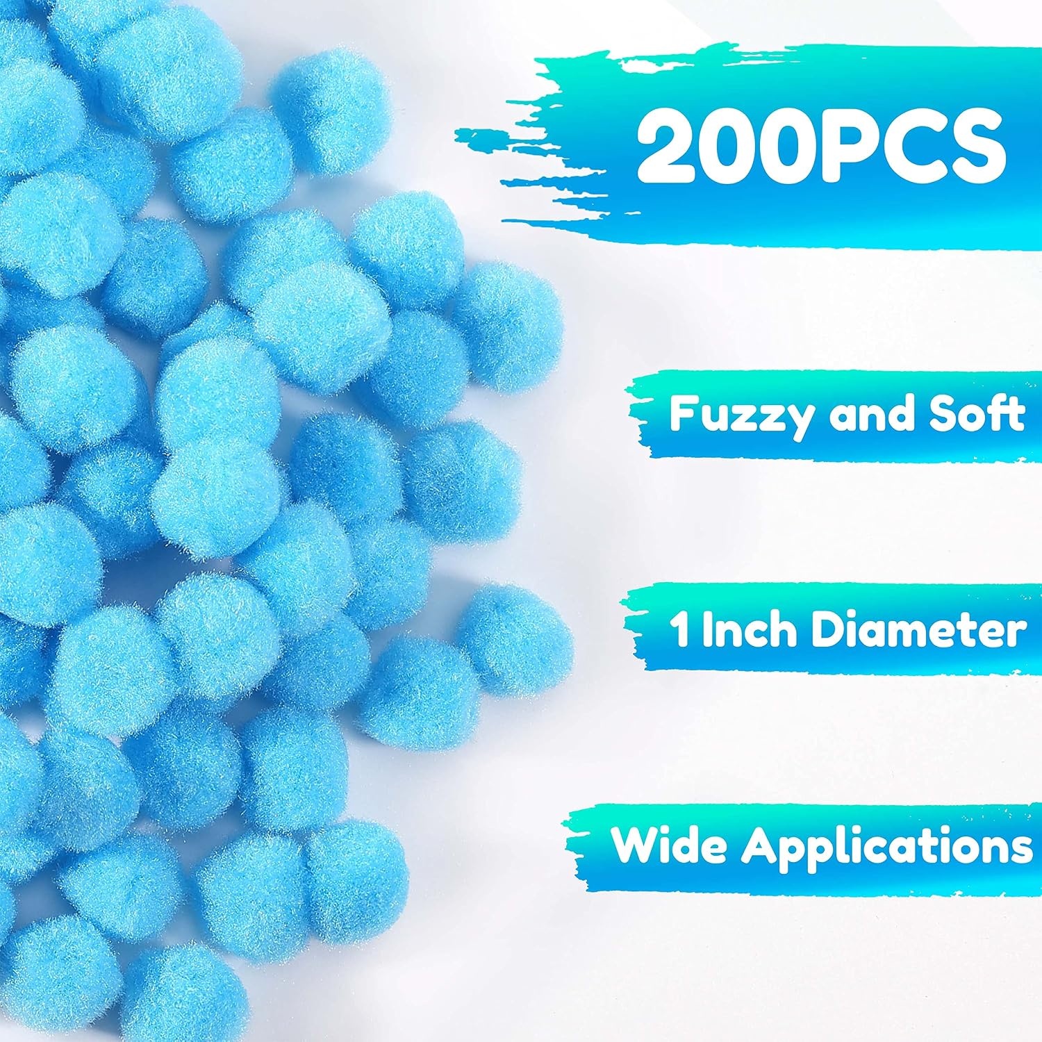 Caydo 200 Pieces Blue Pom Poms, 1 inch Craft Pompom Balls for Art and Craft Projects Creative Decorations