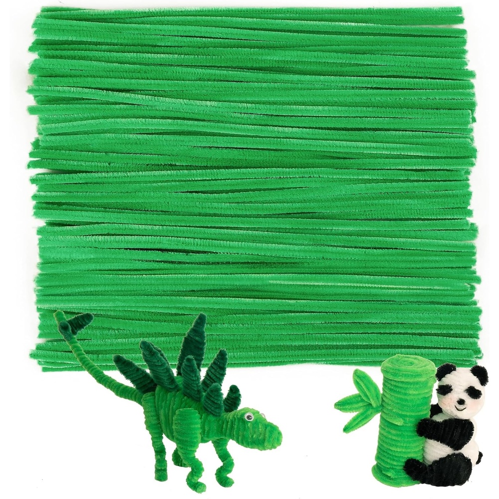 Caydo 100 Pieces Moss Green Pipe Cleaners Craft, Flexible Chenille Stems Bulk for Kids DIY Arts Crafts Project and Home Decoration, 6 mm x 12 Inch(Fruit Green)