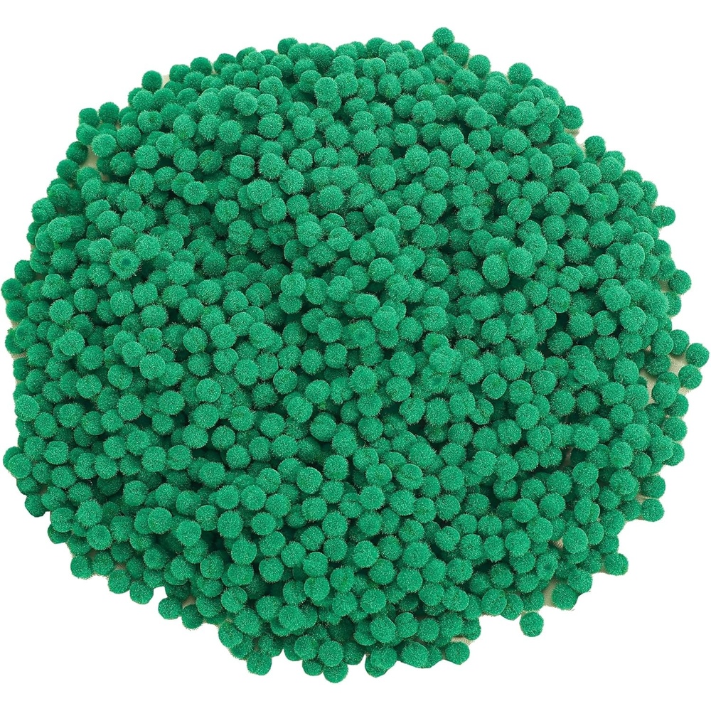Caydo 2400 Pieces Mini Craft Pompoms Assorted Colors 6 mm Pom poms for Hobby Supplies and Home Decorations(Green)