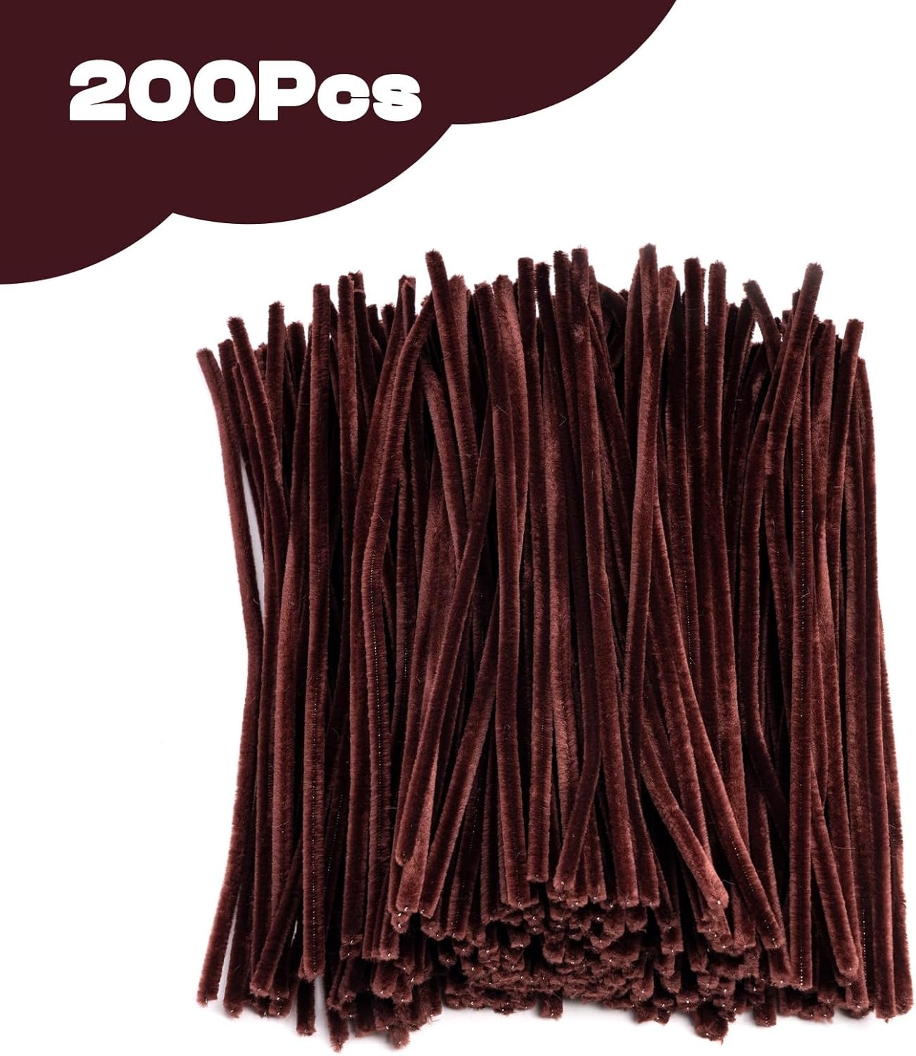 Caydo 200 Pieces Orange Pipe Cleaners for Flowers Making, Craft Chenille Stems for Kids Creative DIY Art Crafts and Home Decorations (12 Inch x 6 mm)(Brown)