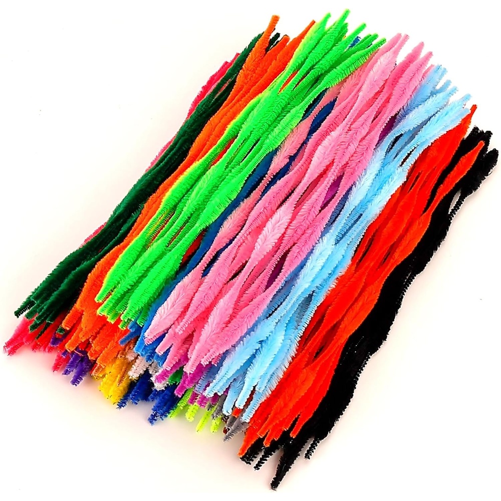 Caydo 200 Pieces Pipe Cleaners Craft with Bumps 20 Colors Chenille Stems for Kids DIY Art Craft Decoration, 6mm x 12inch