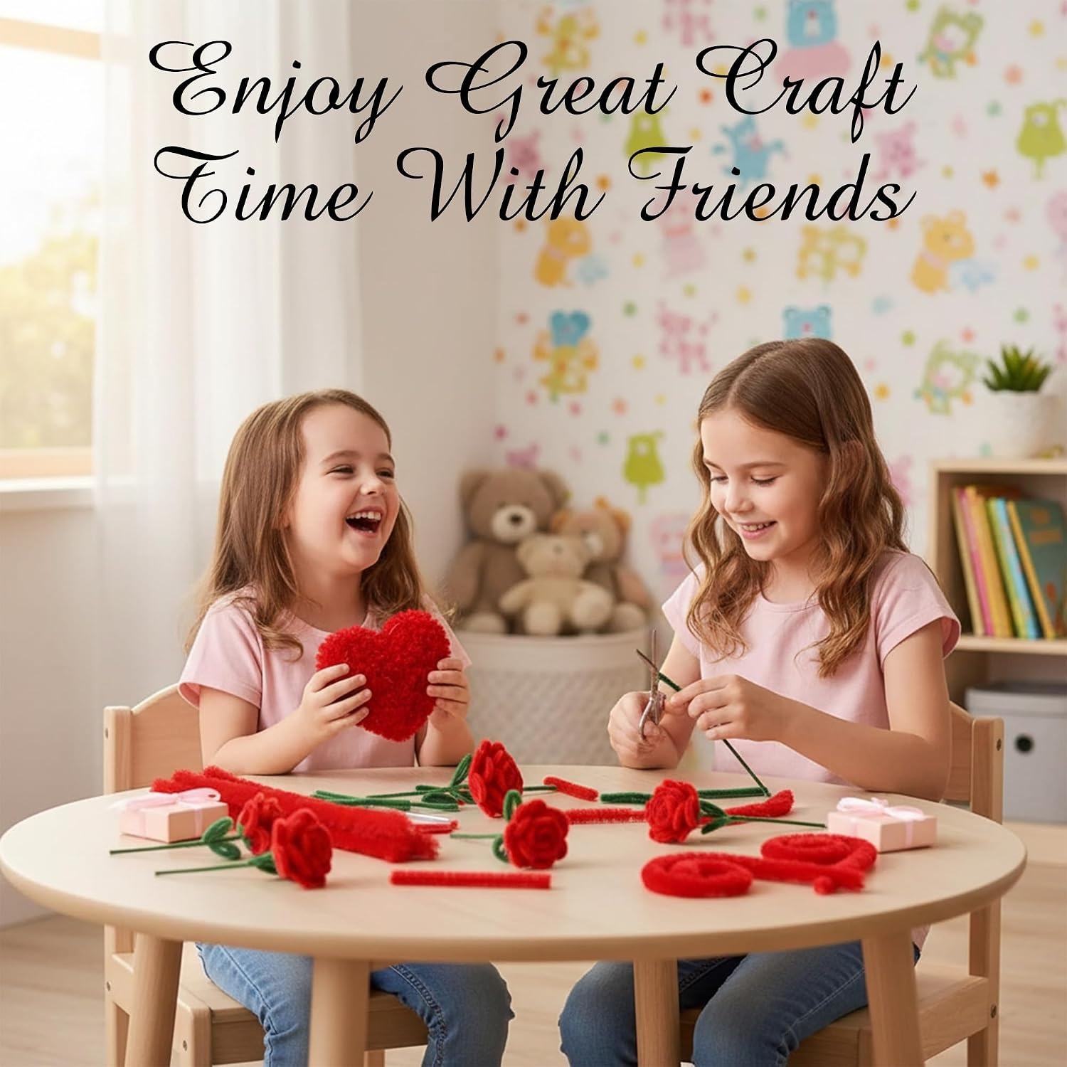 Caydo 50PCS Extra Thick Pipe Cleaners with 100pcs Eyes, Jumbo Black Chenille Stems for Kids Craft DIY Projects Creative Home Decoration(30 mm x 12 Inch)(Red)