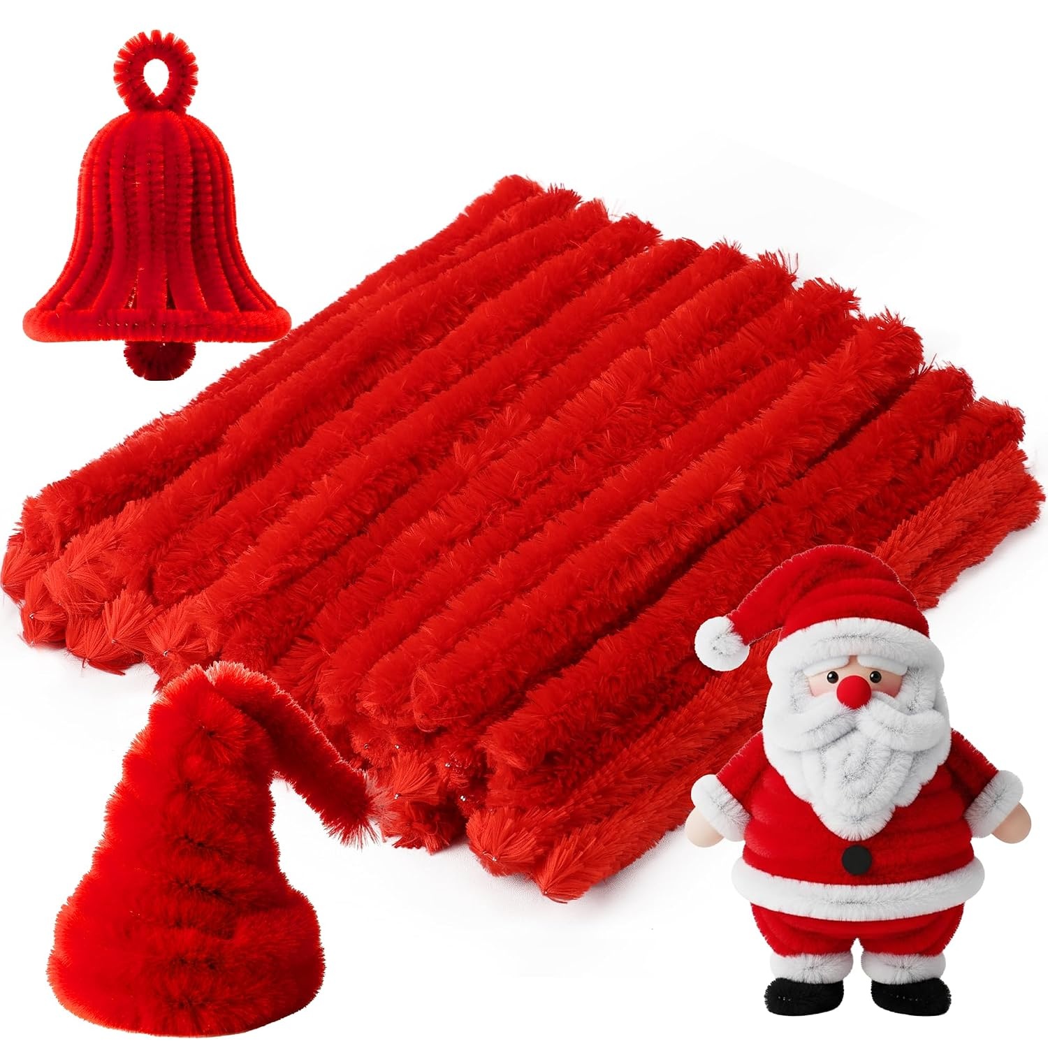 Caydo 50PCS Extra Thick Pipe Cleaners with 100pcs Eyes, Jumbo Black Chenille Stems for Kids Craft DIY Projects Creative Home Decoration(30 mm x 12 Inch)(Red)