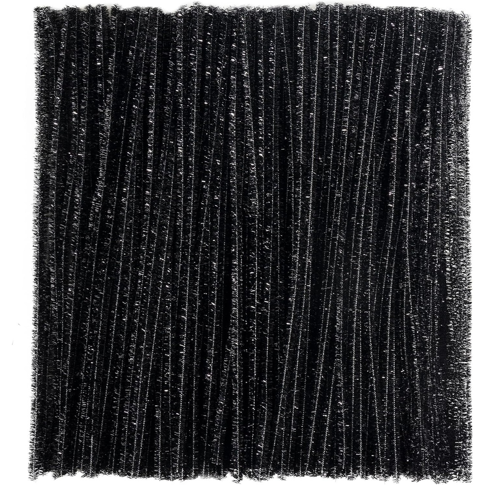 Caydo 200 Pieces Halloween Pipe Cleaners with 100PCS Wiggle Eyes, 8 Colors(Glitter Black)