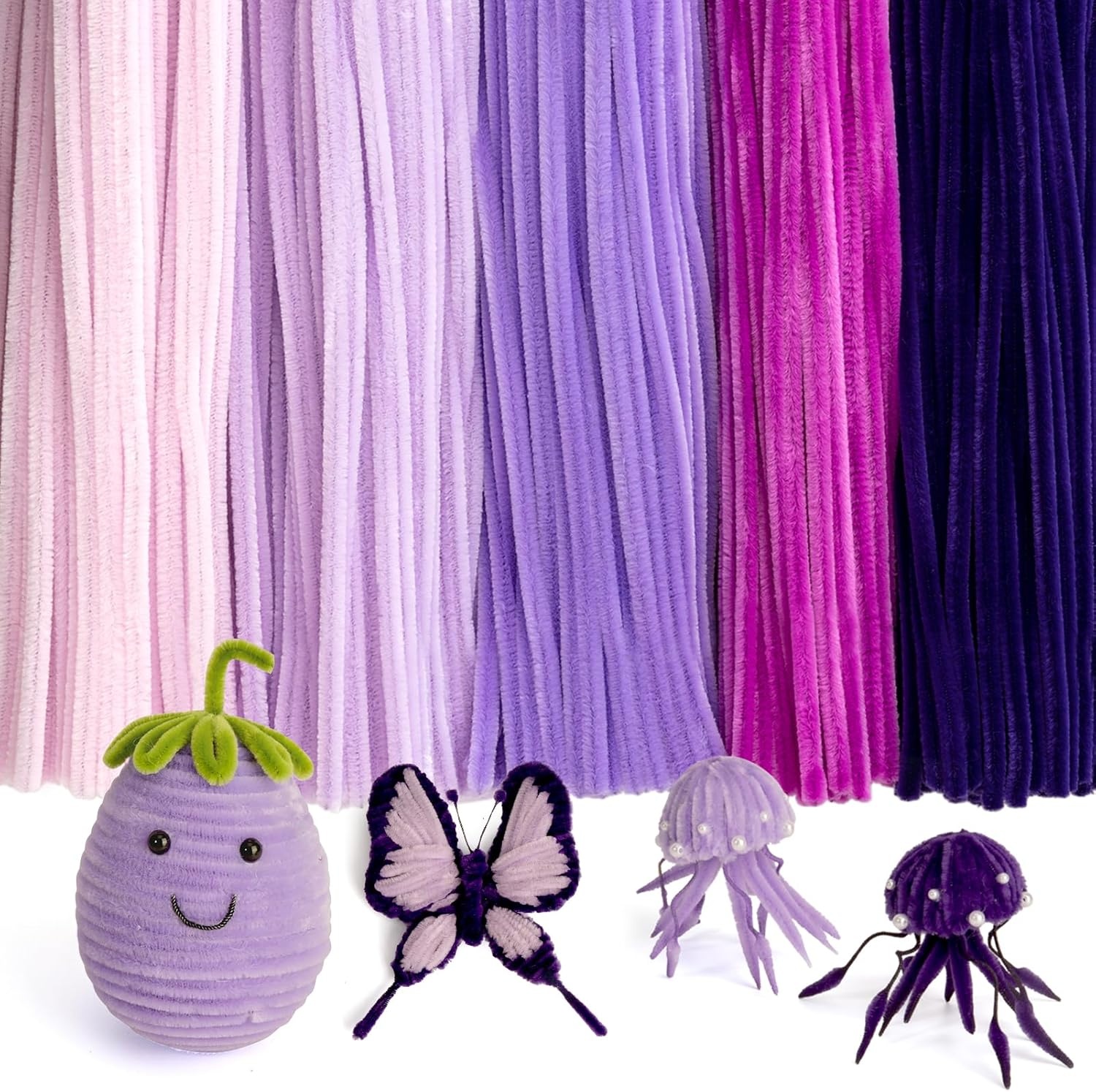 Caydo 500 Pieces Blue Flowers Pipe Cleaners, Craft Chenille Stems Bulk for DIY Art and Craft Projects Creative Gift and Home Decorations(Gradient Purple)