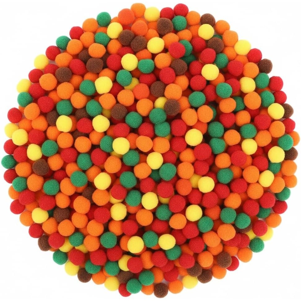 Caydo 1cm Green Pom Poms, 500 Pieces Craft Pom Poms Balls for Kids Creative Arts and Crafts Project and Home Decorations(Fall Color)