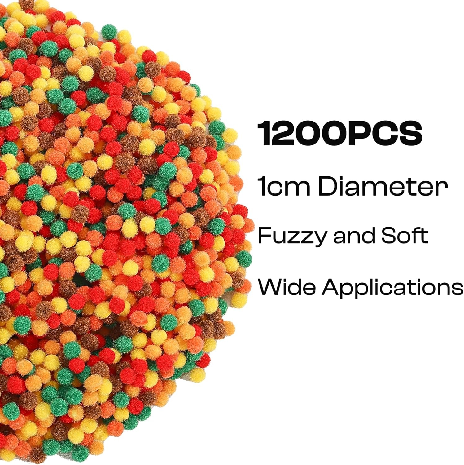 Caydo 1cm Green Pom Poms, 500 Pieces Craft Pom Poms Balls for Kids Creative Arts and Crafts Project and Home Decorations(Fall Color)
