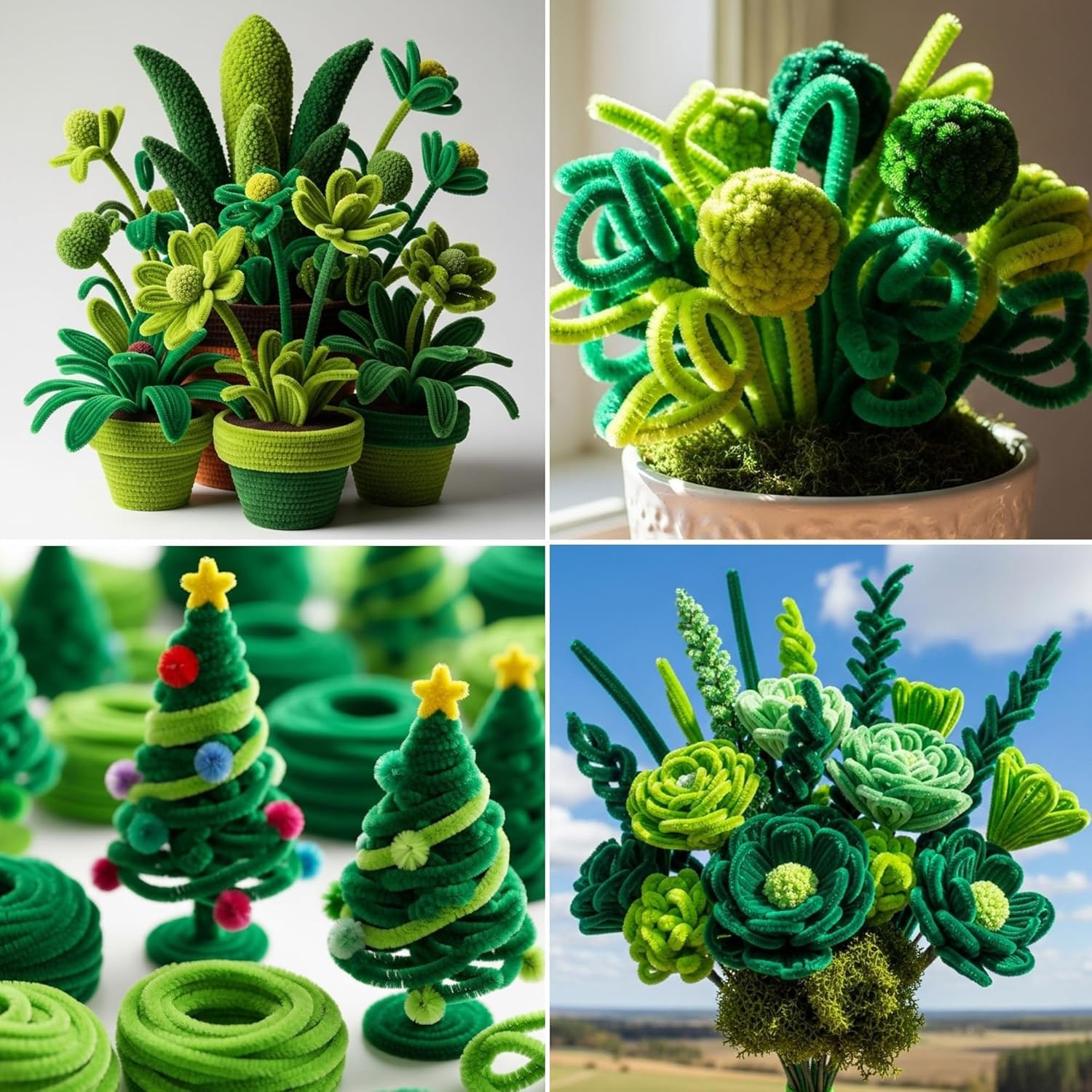 Caydo 200 Pieces Orange Pipe Cleaners for Flowers Making, Craft Chenille Stems for Kids Creative DIY Art Crafts and Home Decorations (12 Inch x 6 mm)(Gradient Green)