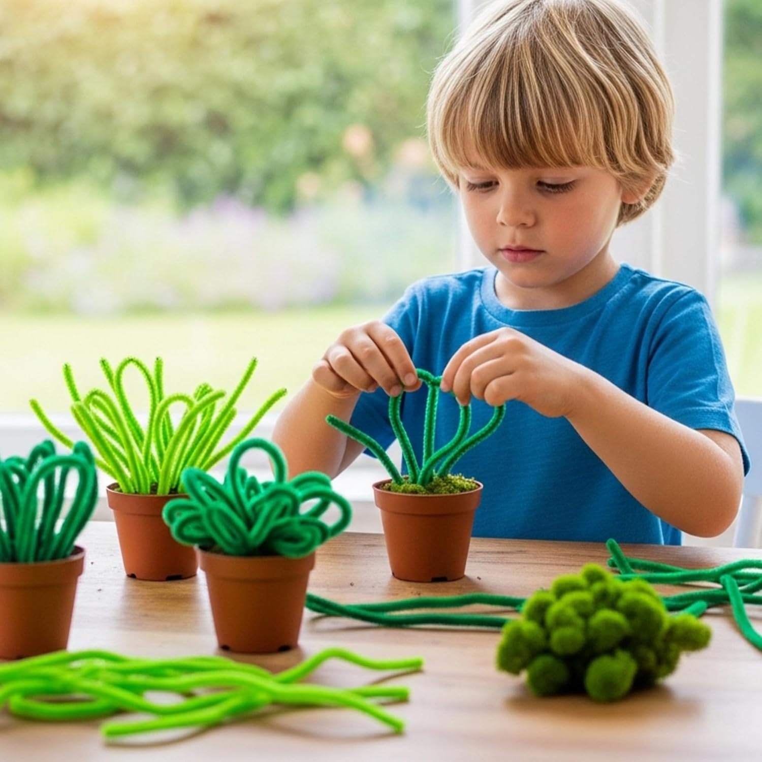 Caydo 200 Pieces Orange Pipe Cleaners for Flowers Making, Craft Chenille Stems for Kids Creative DIY Art Crafts and Home Decorations (12 Inch x 6 mm)(Gradient Green)