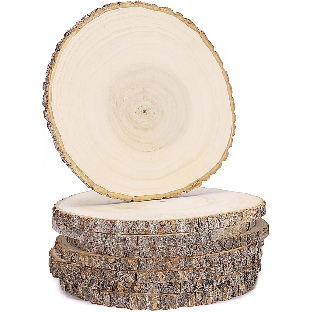 Caydo 8 Pieces 10-11 Inch Wood Slices for Centerpieces Large Poplar Wood Centerpieces for Tables for Wedding, Baby Shower, Painting, Pyrograph