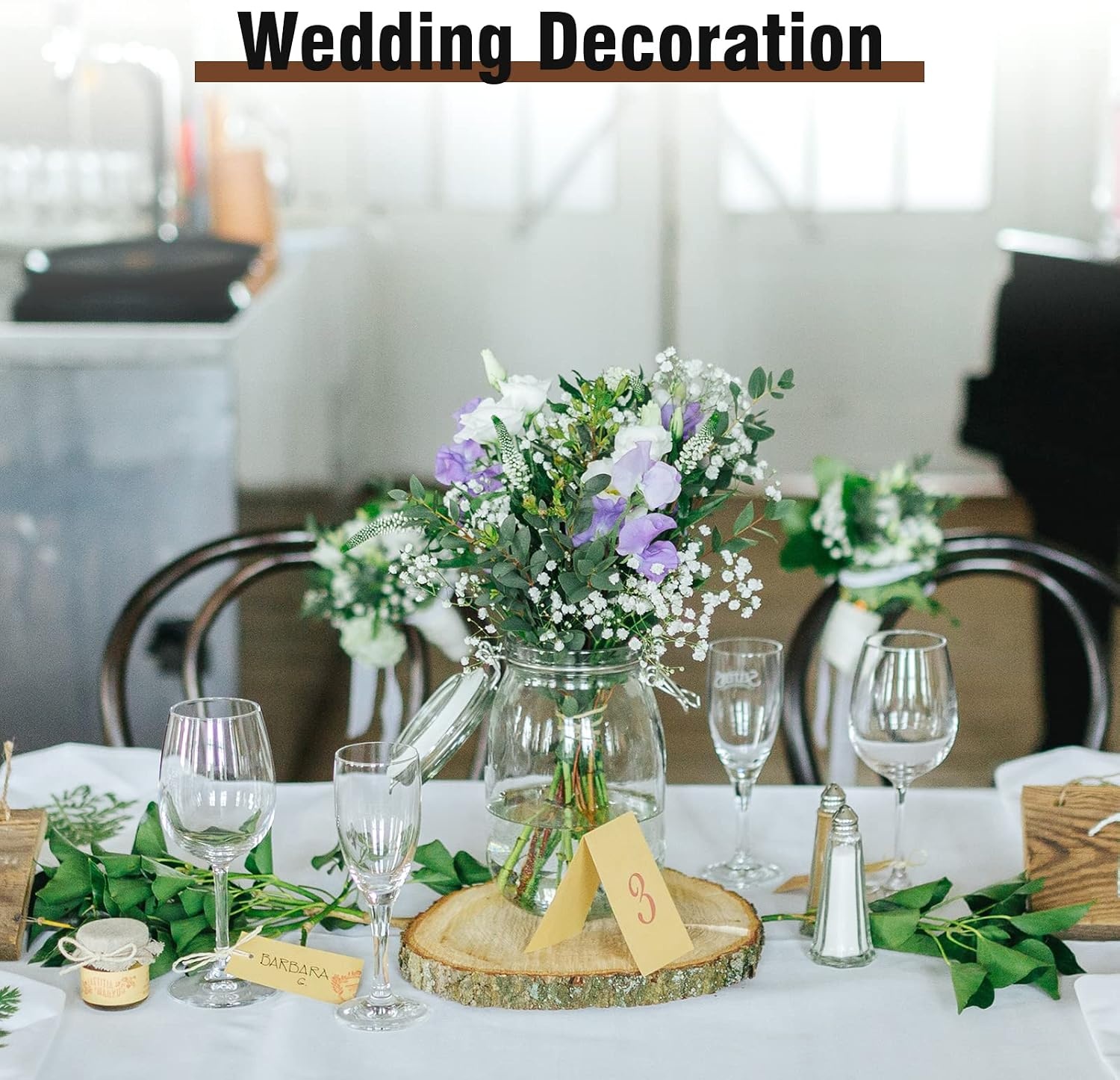 Caydo 7-8 Inch Large Unfinished Wood Slices for Centerpieces, Wood Center Pieces Decoration for Table Signage Painting Wedding Party Decoration (8 PCS)