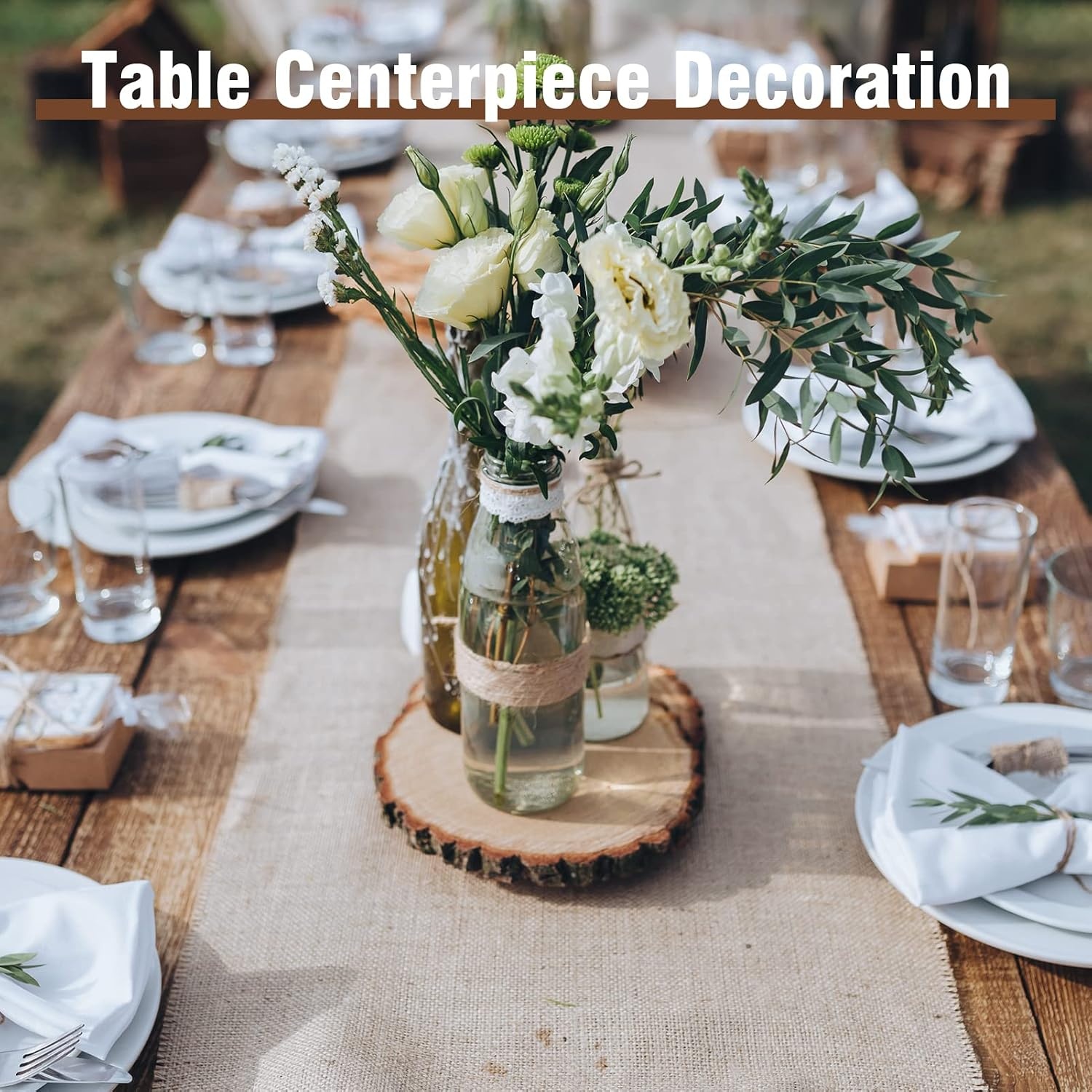 Caydo 7-8 Inch Large Unfinished Wood Slices for Centerpieces, Wood Center Pieces Decoration for Table Signage Painting Wedding Party Decoration (8 PCS)