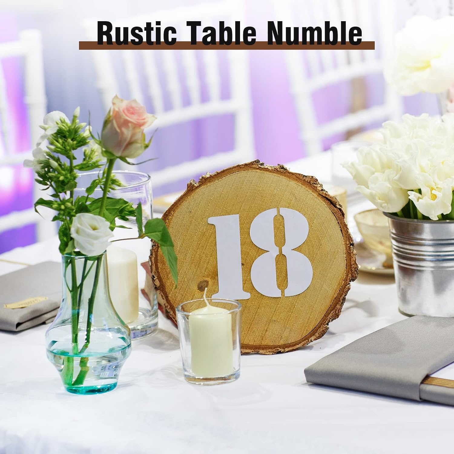Caydo 7-8 Inch Large Unfinished Wood Slices for Centerpieces, Wood Center Pieces Decoration for Table Signage Painting Wedding Party Decoration (8 PCS)