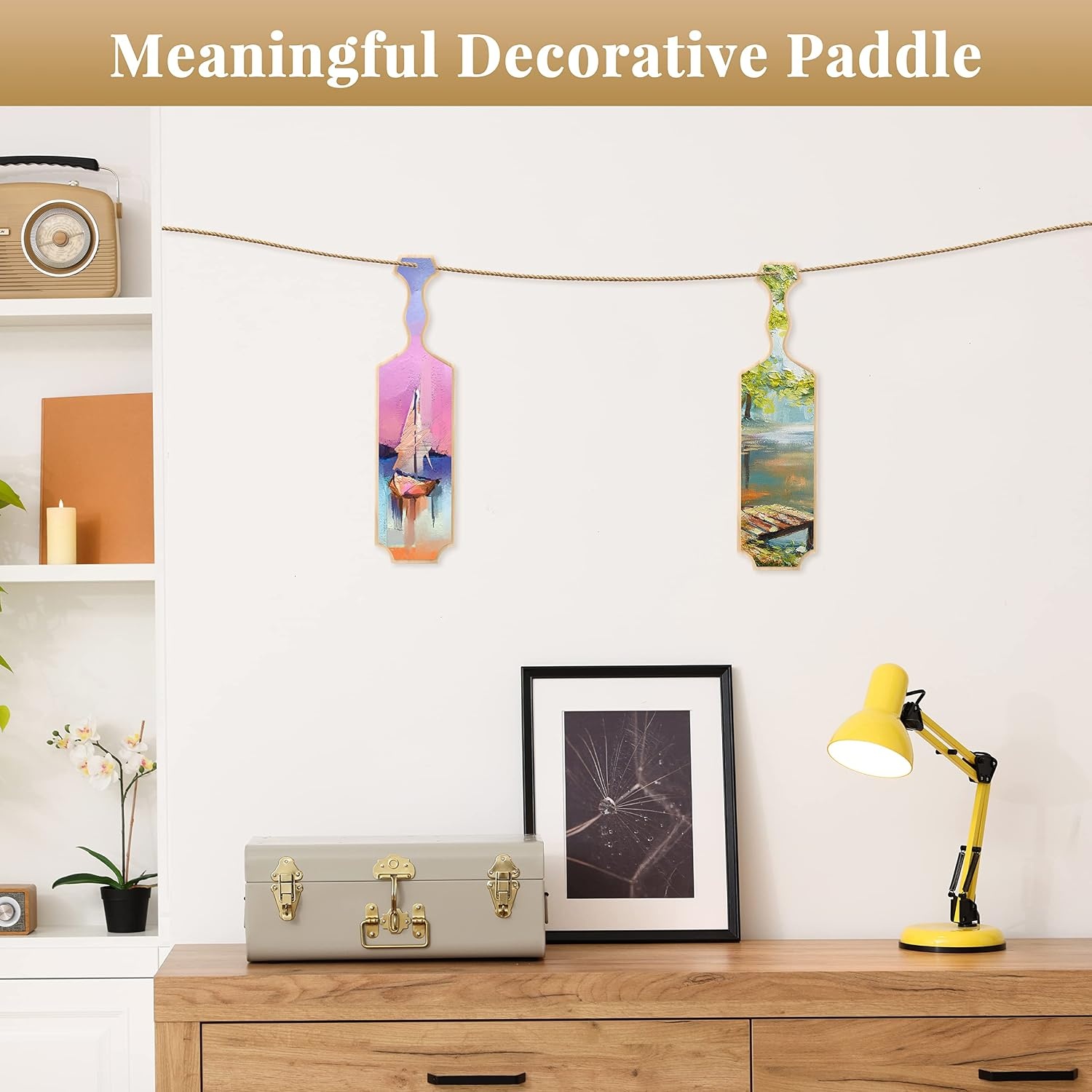Caydo 15 Inch Unfinished Wooden Paddle, Solid Pine Wooden Paddle, Sorority Paddle with Flat Head Handle for DIY Drawing, Wedding Decoration