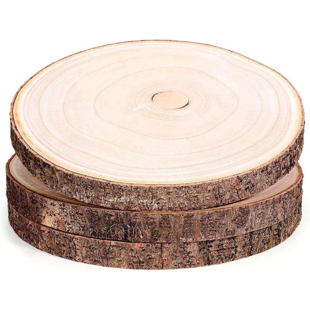 Caydo 3 Pieces 12-13 Inch Large Wood Slices for Wedding Table Centerpiece Decoration, Home Decoration, DIY Projects, Housewarming