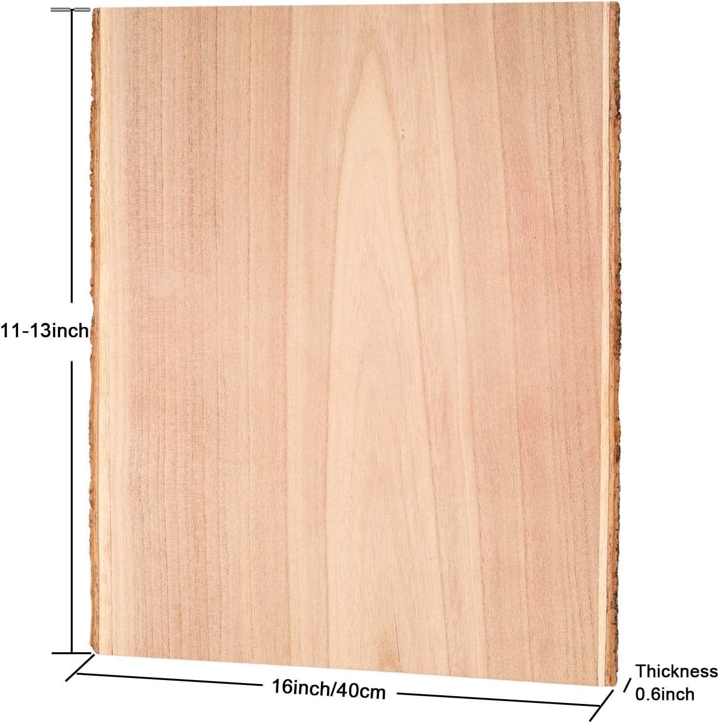 Caydo 2 Pieces 16 Inch Large Natural Rectangle Wood Plank with Bark for Woodburning, Pyrography, Picnic, Wedding Party, and Home Decoration