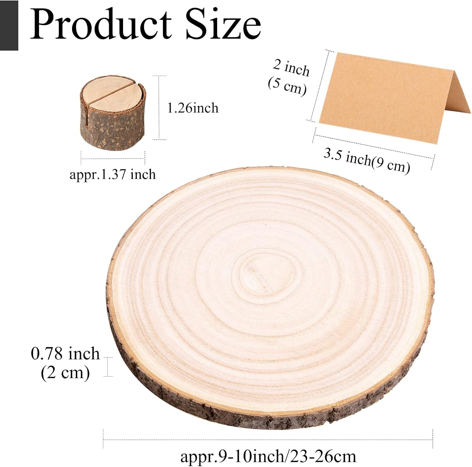 Caydo 9-10 Inch Large Paulownia Wood Slices for Table Centerpiece Decoration, Wedding and Home Decoration