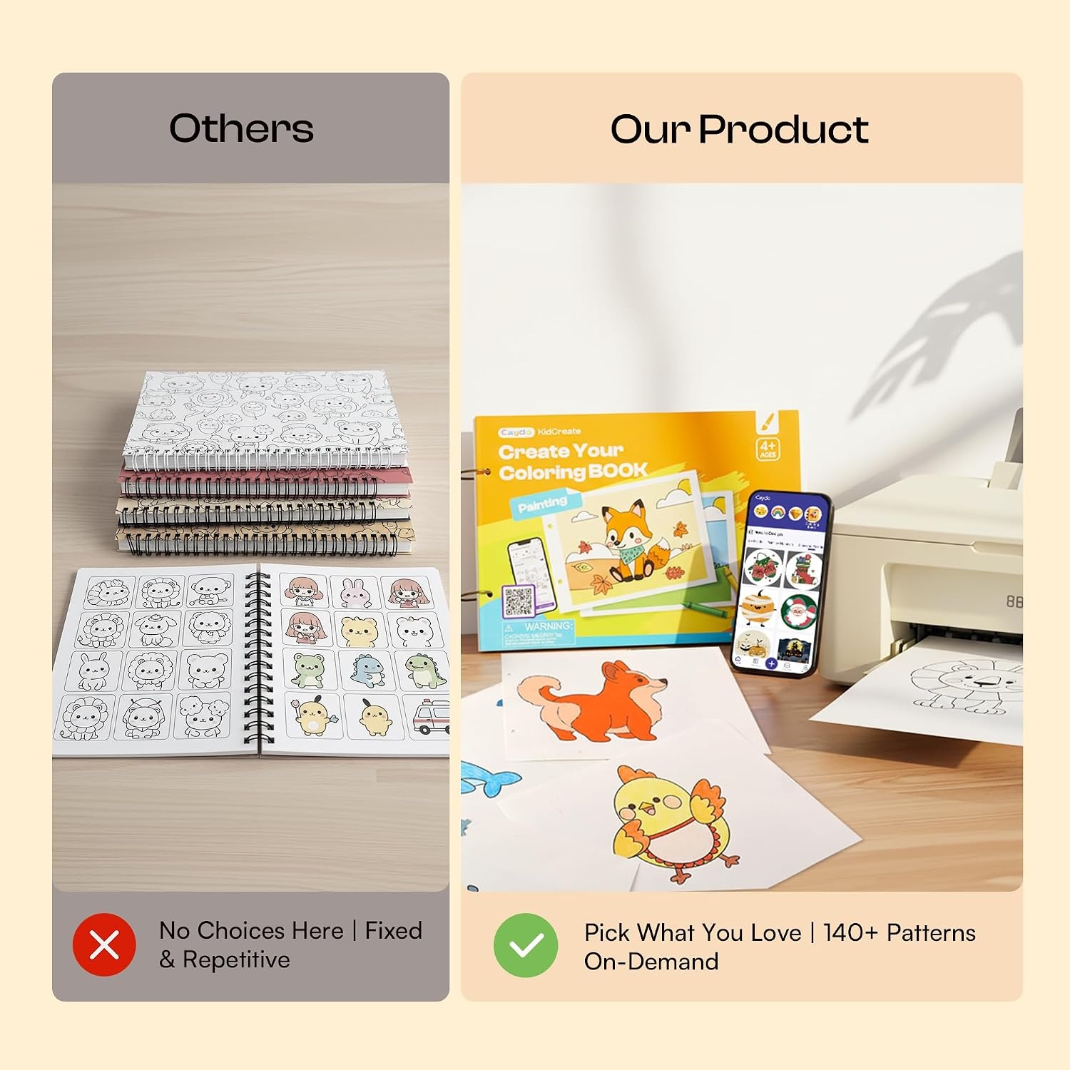 Caydo 3 Canvas Custom Diamond Painting Kit with Create Your Own Coloring Book for Kids with APP | 40 Sheets 160gsm Acid-Free Drawing Paper (Blank) for Gifts