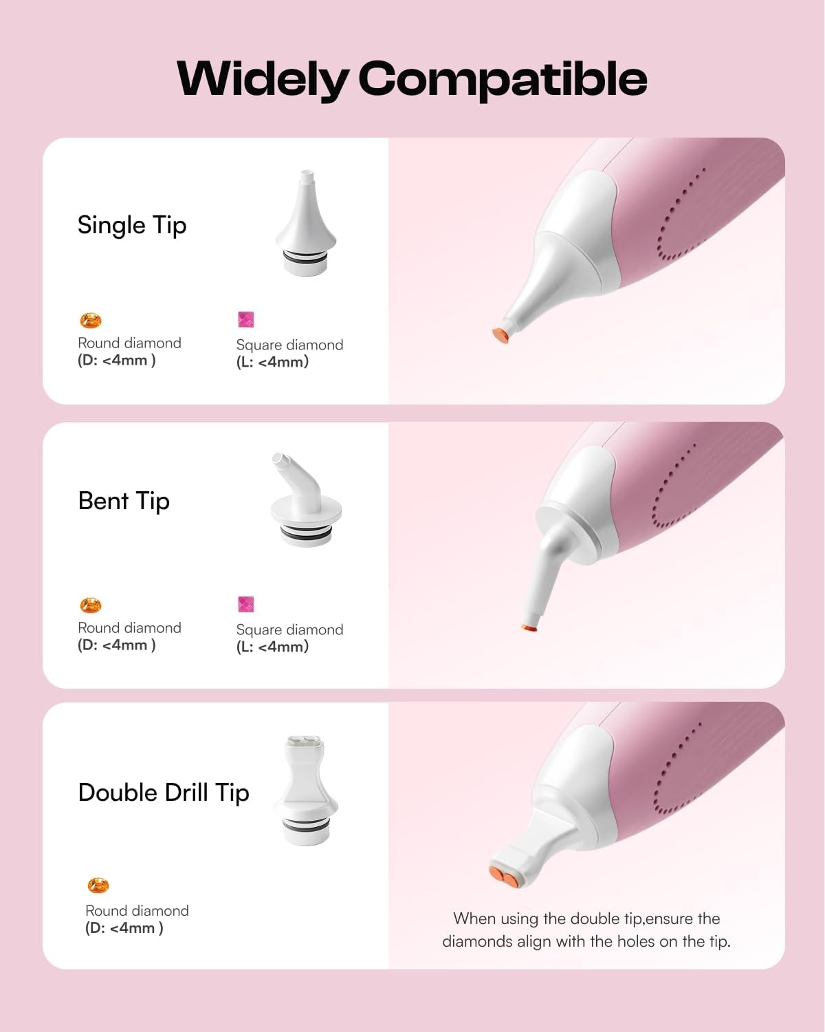 Caydo Electric Diamond Art Pen for Diamond Pating,Ergonomic Vacuum Art Tool | Pink, No Wax Need, 3PCS Replacment Tips, Comfort Grip, Time-Saving Vacuum Pick-Up, DIY Diamond Art Accessories for Adults