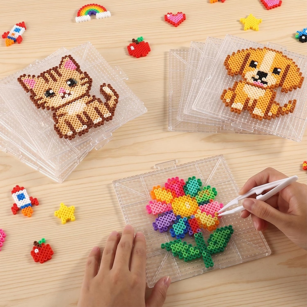 Caydo Diamond Painting Storage Containers Trays wit Lids | Thicker Clear Plates, Longer Pegs for Toddlers, Interlocking for Big Pixel Art,Highly Reusable Anti-Warping Pegboards