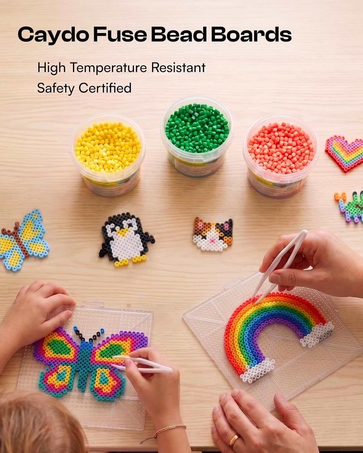 Caydo Diamond Painting Storage Containers Trays wit Lids | Thicker Clear Plates, Longer Pegs for Toddlers, Interlocking for Big Pixel Art,Highly Reusable Anti-Warping Pegboards