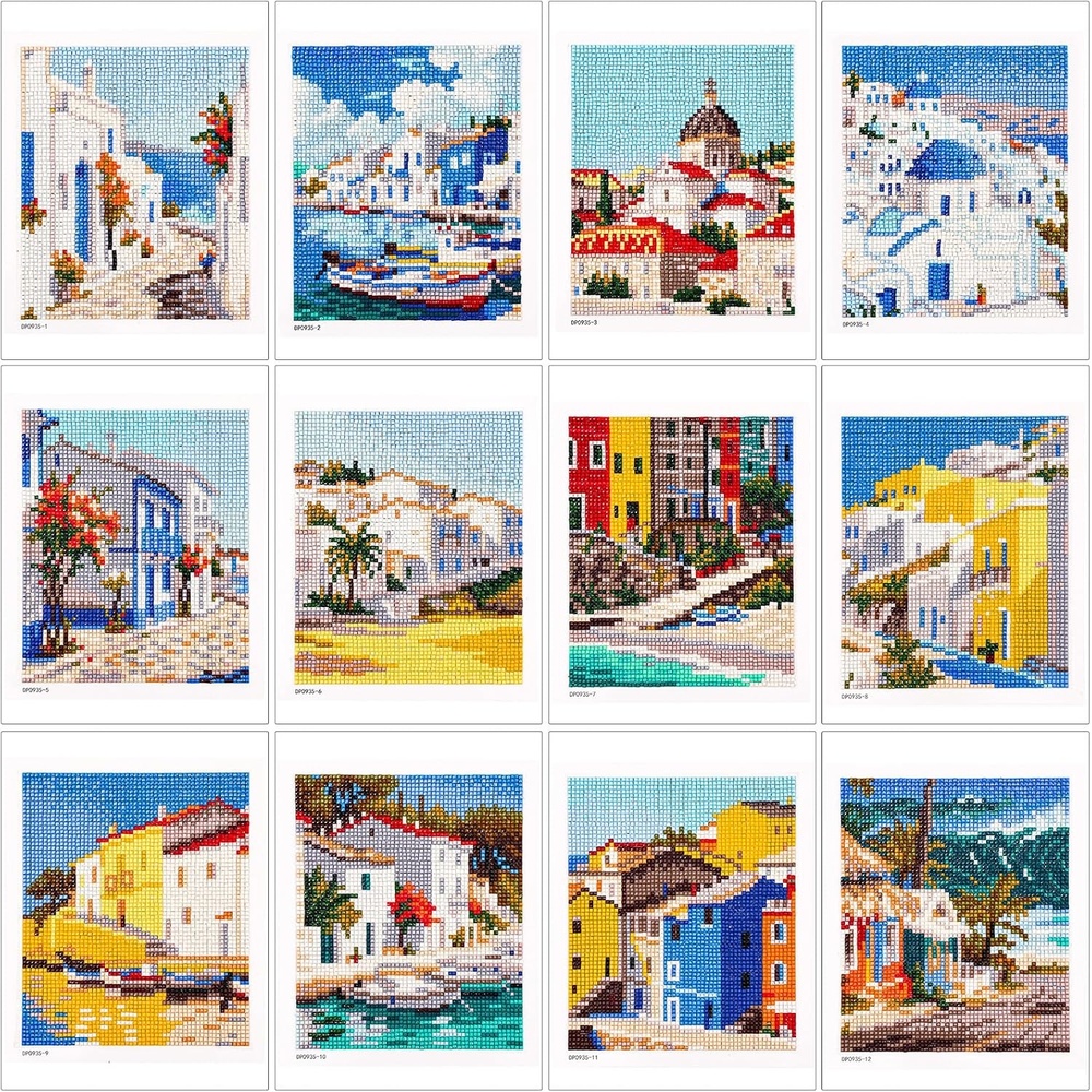 Caydo 12 Pack Sea Breeze Themed Diamond Painting Kits for Adults Full Drill 5D DIY Paint Gem Art A Relaxing Craft for Home Wall Decor(6x6inch)(Holiday)