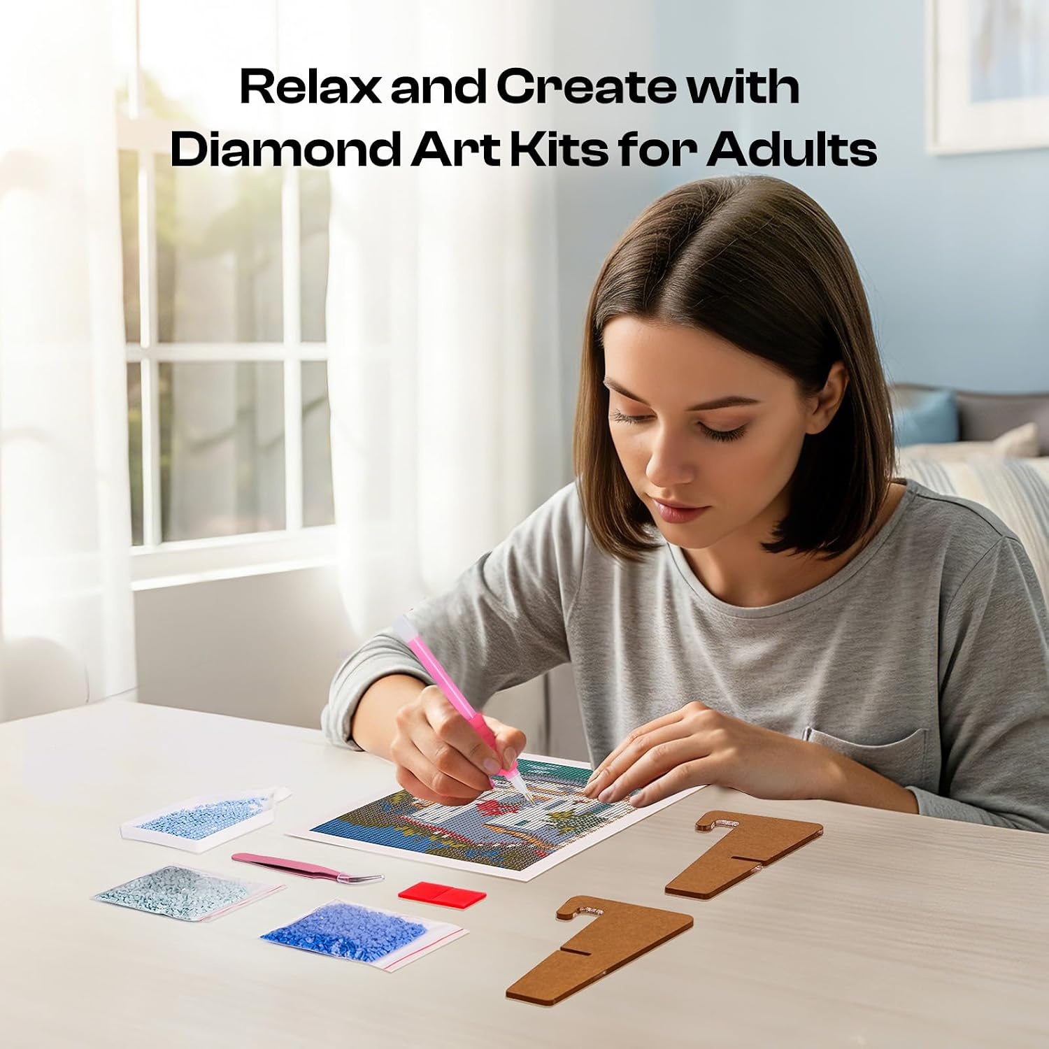 Caydo 12 Pack Sea Breeze Themed Diamond Painting Kits for Adults Full Drill 5D DIY Paint Gem Art A Relaxing Craft for Home Wall Decor(6x6inch)(Holiday)