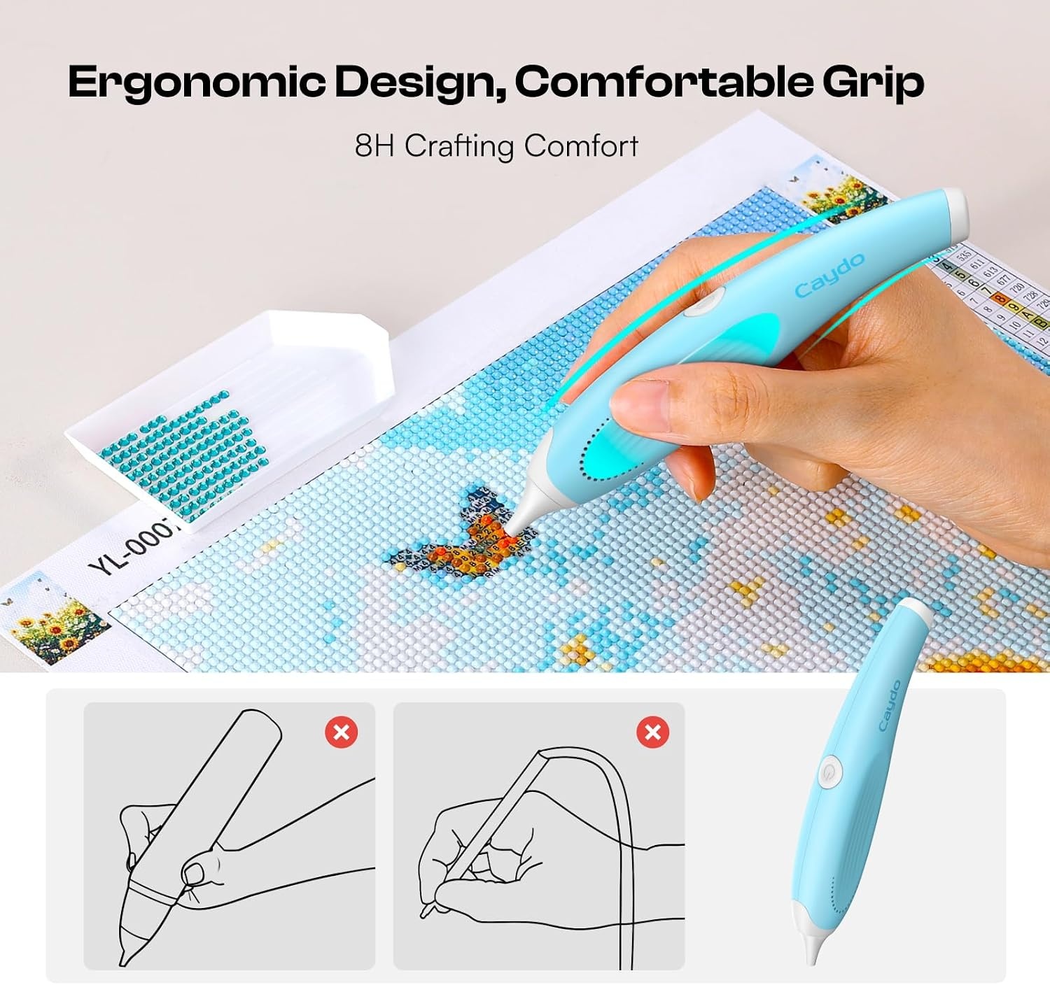 Caydo Cordless Electric Diamond Painting Pen with Diamond Painting Kit for Adults with Custom Design App