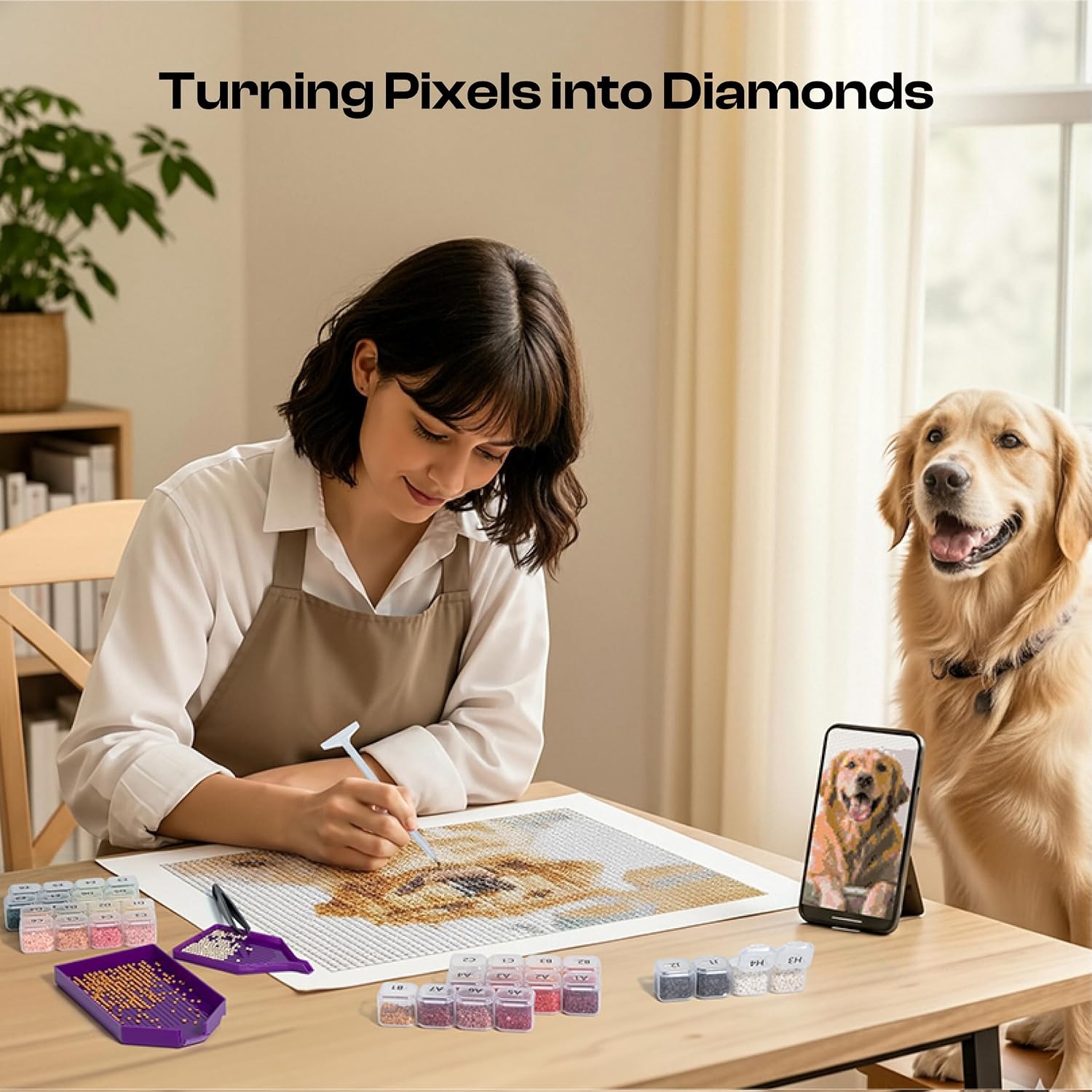 Caydo 3 Pack Quick Custom Diamond Painting Kit with Create Your Own Coloring Book for Kids with APP | 40 Sheets 160gsm Acid-Free Drawing Paper (Blank) for Gifts