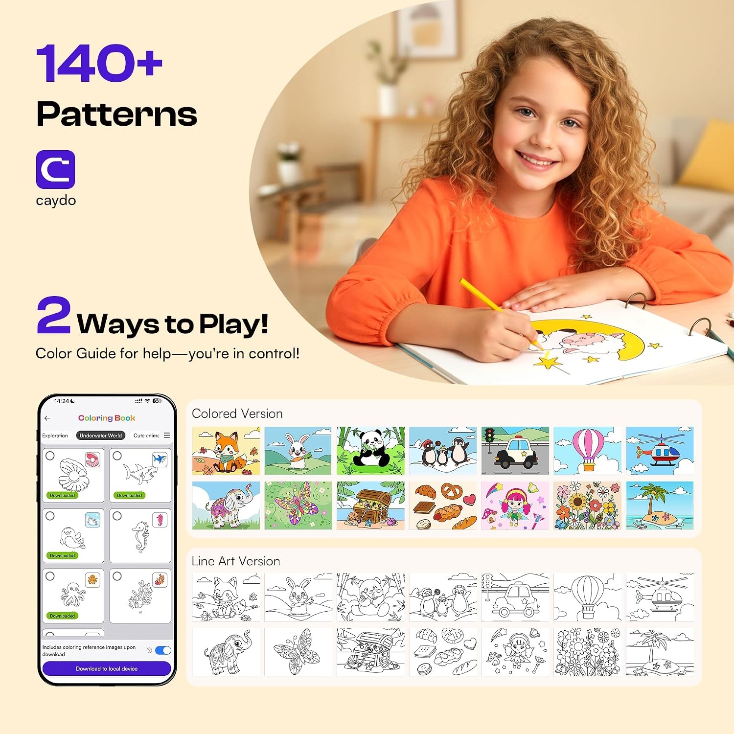 Caydo 3 Pack Quick Custom Diamond Painting Kit with Create Your Own Coloring Book for Kids with APP | 40 Sheets 160gsm Acid-Free Drawing Paper (Blank) for Gifts