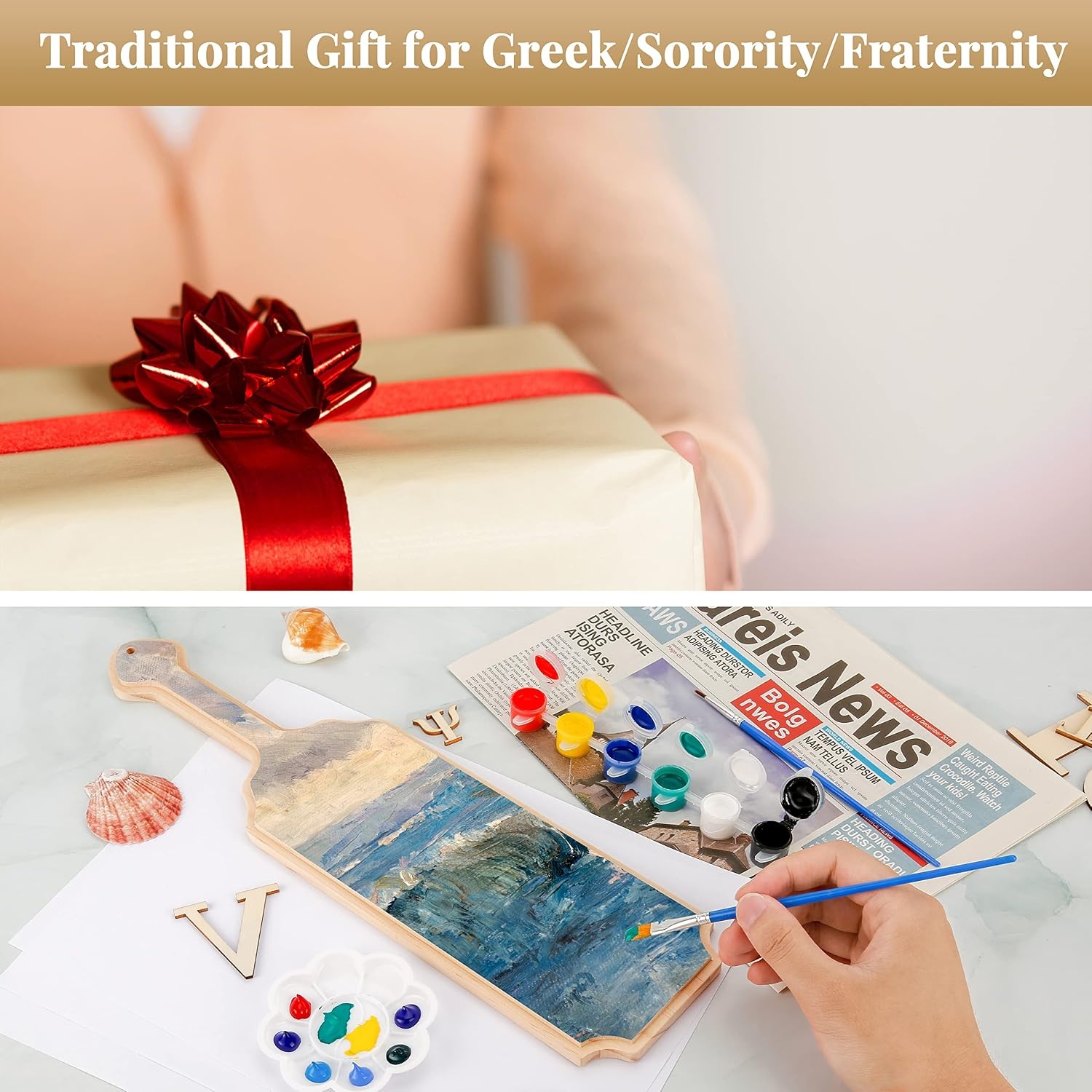 Caydo 15 Inch Unfinished Wooden Paddle, Greek Fraternity Paddle, Solid Pine Sorority Paddle for DIY Arts Decoration(15 Inch-Style B (Pack of 2))