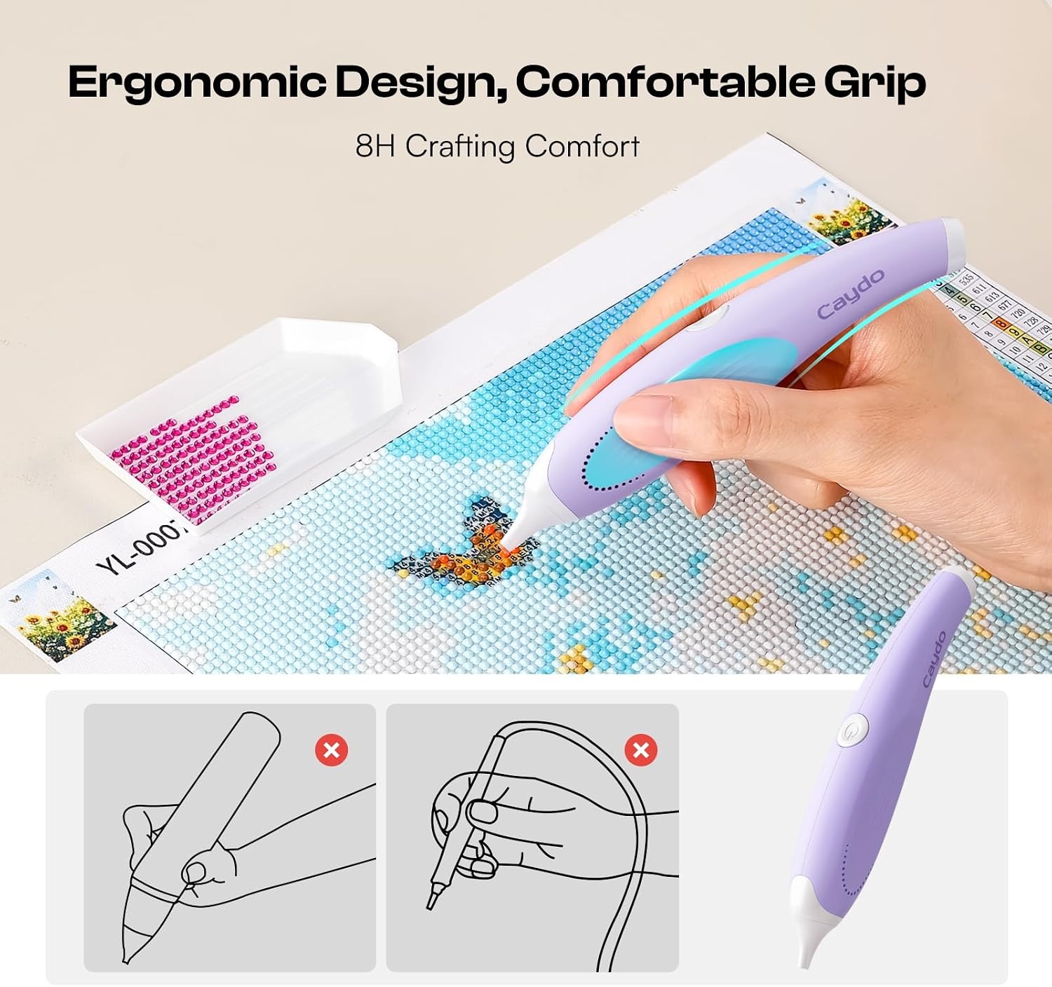 Cordless Electric Diamond Painting Pen and Knitting Light with Storage Bag