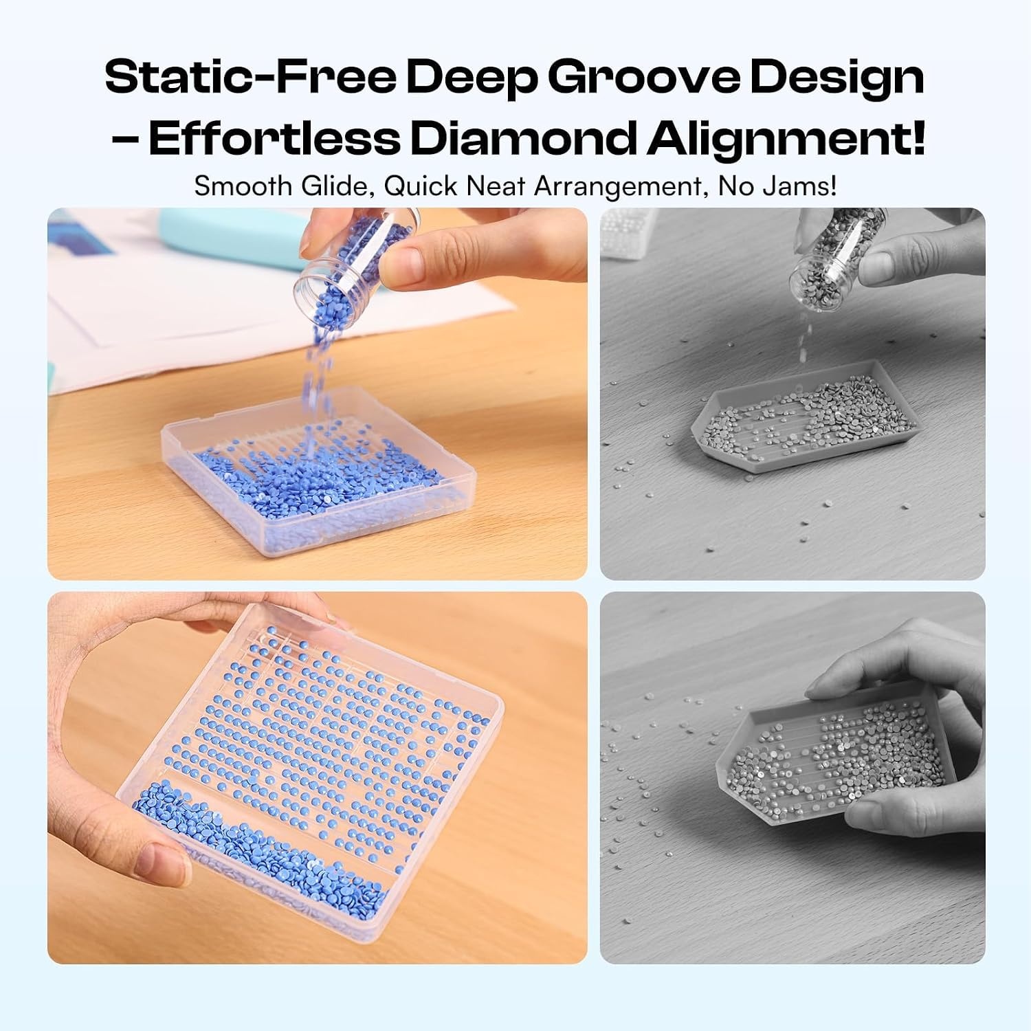 Caydo 24 PCS Diamond Painting Storage Containers Trays wit Lids, 3 Size | 4 in 1 Functional Diamond Painting Trays, Multi-Slot Design System, Static-Free Deep Groove Design, Organizer for Diamond Art