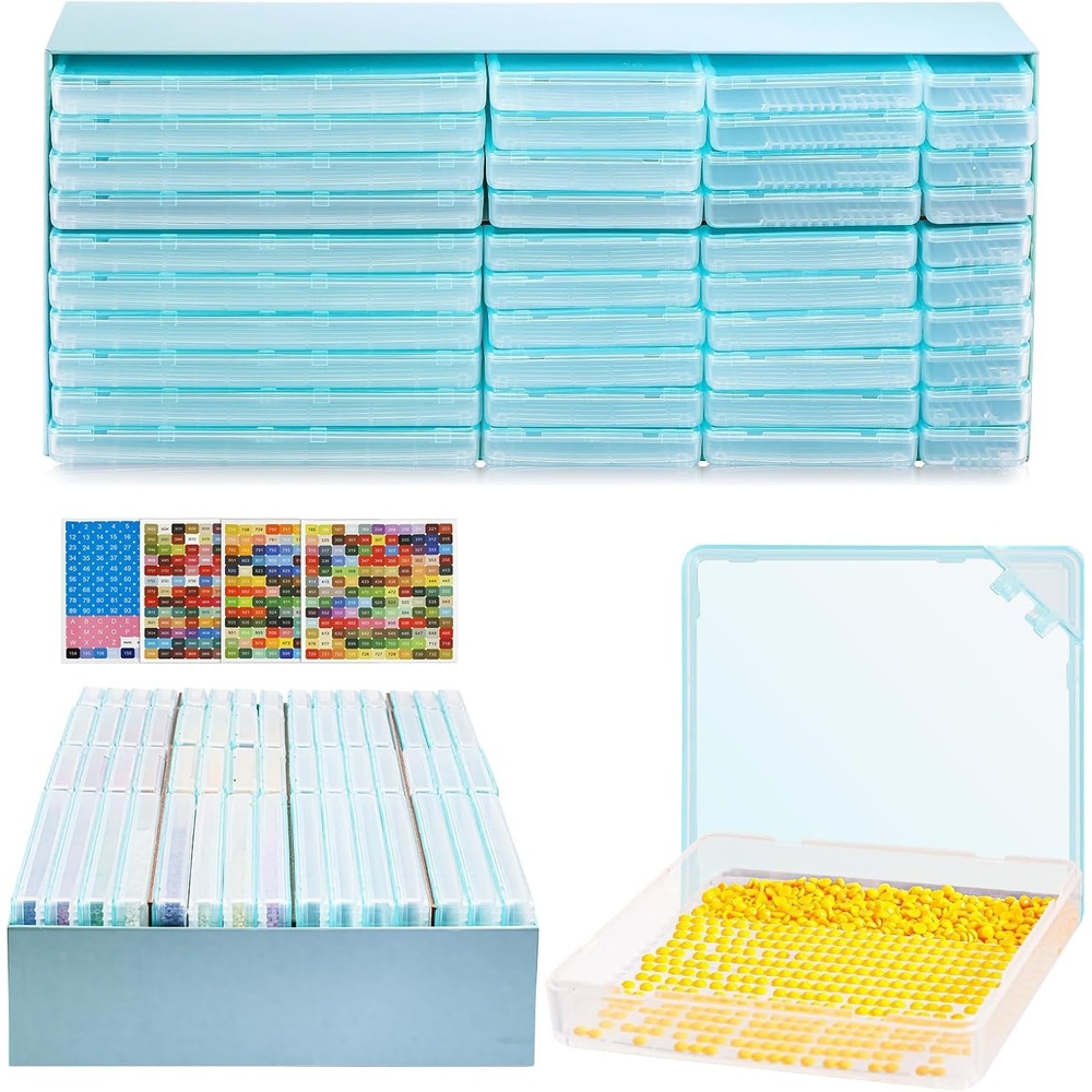 Caydo 24 PCS Diamond Art Storage Trays with Lids, 2-in-1 Diamond Art Accessories for Diamond Arrangement & Storage(60pcs)