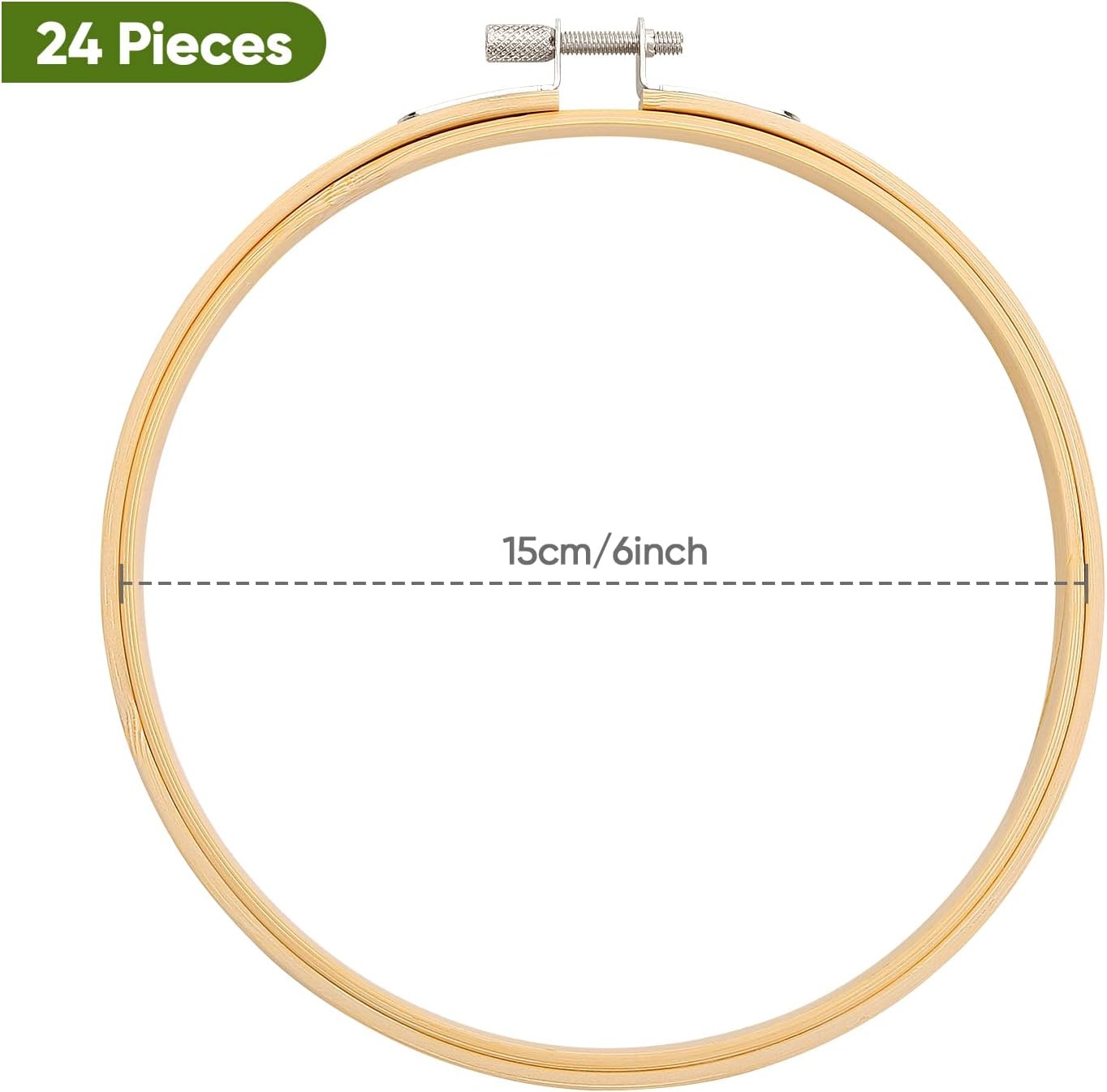 Caydo 24 Pieces 5 Inch Embroidery Hoops Bulk, Cross Stitch Hoop Embroidery Frame for Art Craft Handy Sewing and Christmas Wall Decoration(6 Inch)