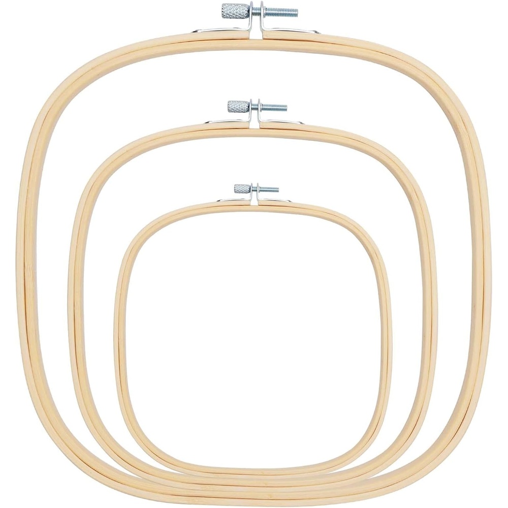 Caydo 3 Pieces 3 Sizes Square Embroidery Hoops Adjustable Circle Cross Stitch Hoop Embroidery Frames for Sewing, Needlework, DIY Embroidery Craft(Square)