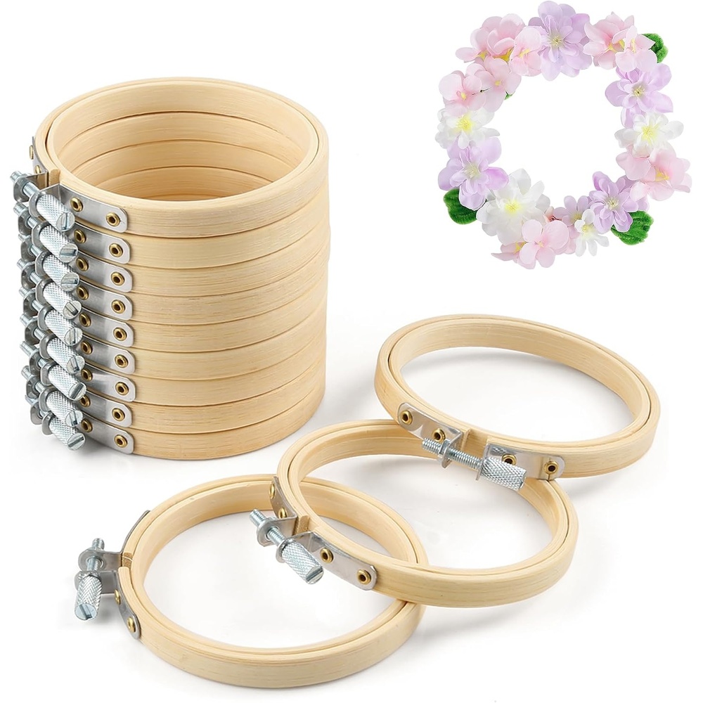 Caydo 12 Pieces 6 Inch Embroidery Hoops Set Bulk Circle Cross Stitch Hoop Round Ring(3 Inch)