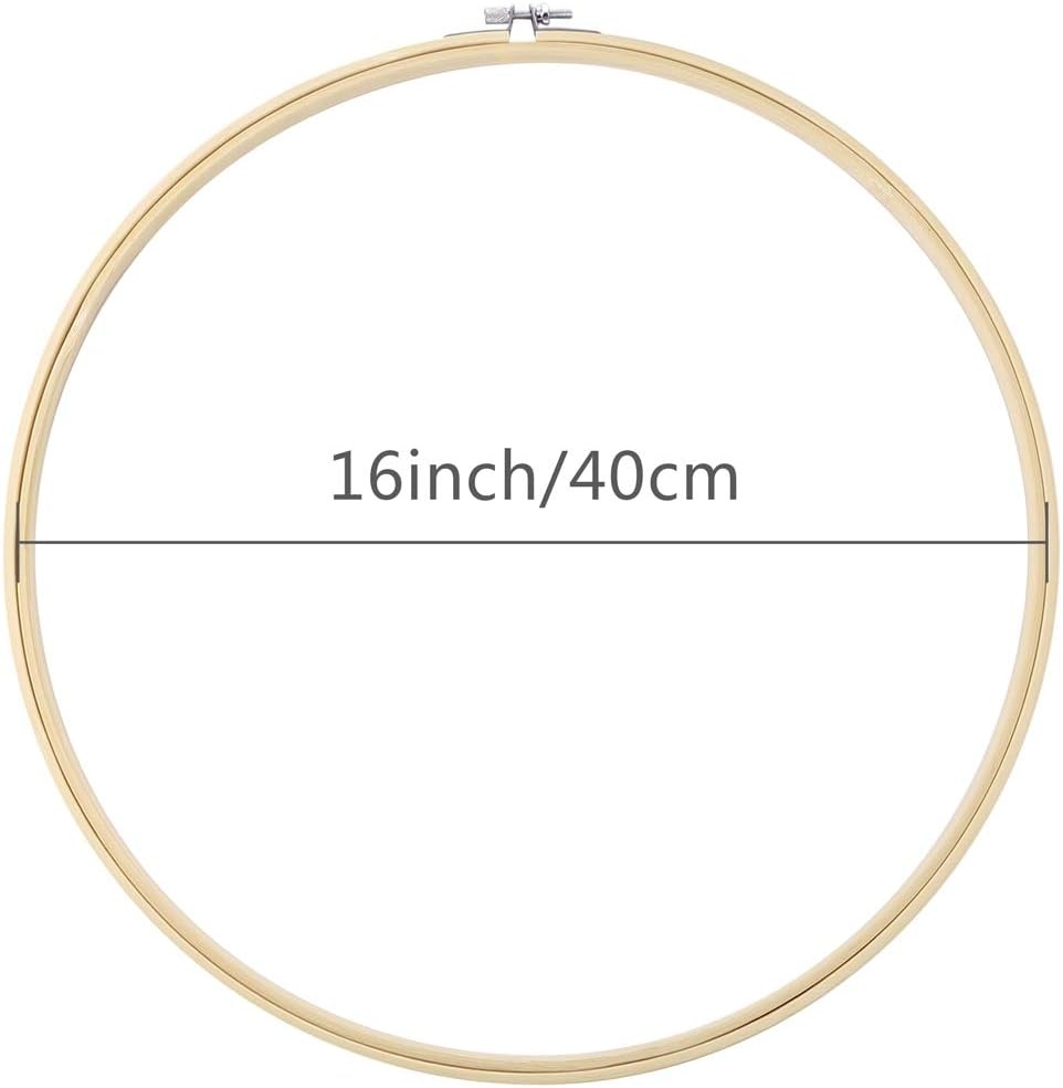 Caydo 6 Pieces 6 Inch Embroidery Hoop with Metal Screw, Round Embroidery Hoops Set, Bamboo Cross Stitch Hoop Ring, Embroidery Frames for Art Craft Sewing, Home Ornaments(16 INCH)