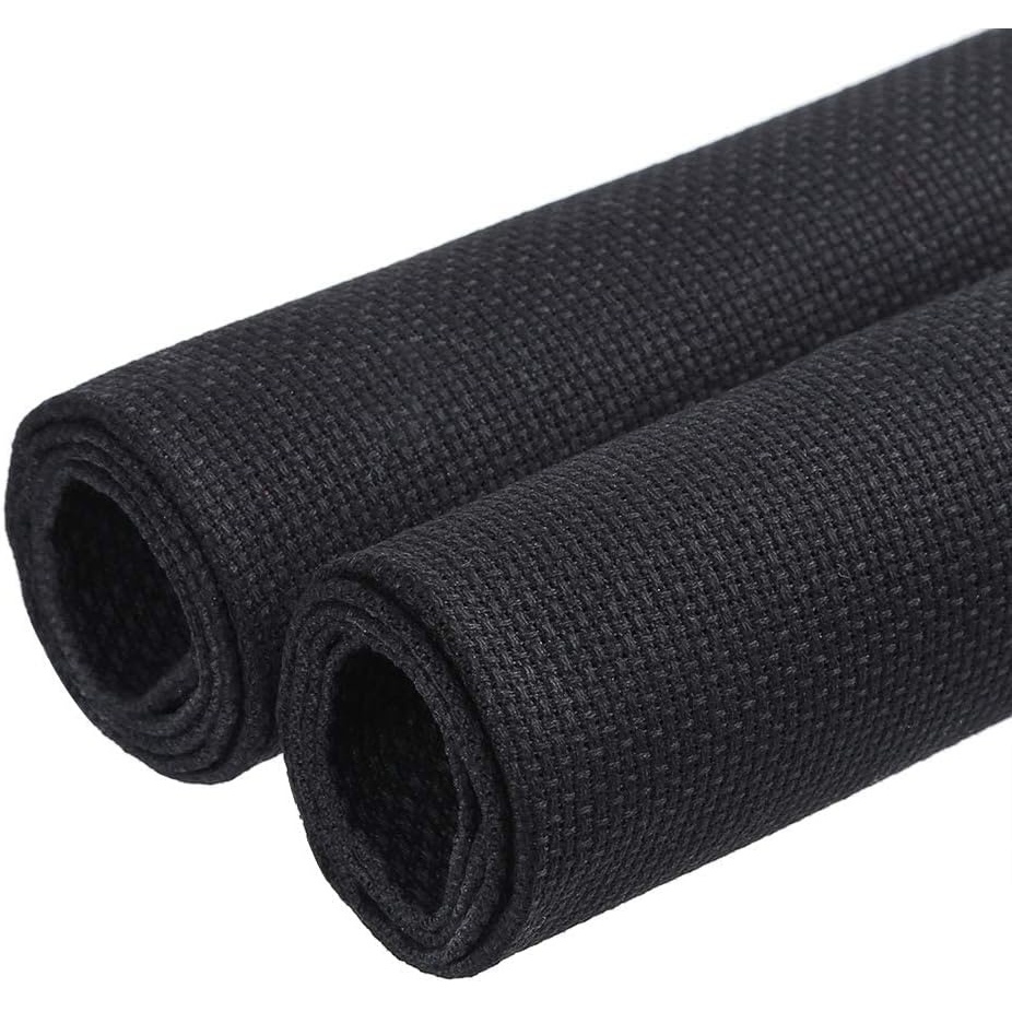 Caydo 2 Pieces 14 Count Classic Reserve Aida Cloth Cross Stitch Cloth, 25 by 18-Inch Big Size, Black