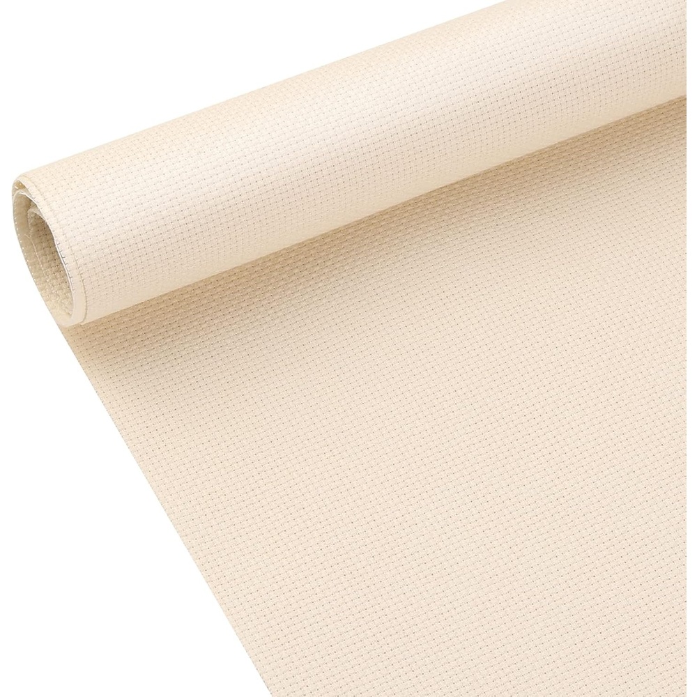 Caydo Aida Cloth 14 Count Light Beige Cross Stitch Cotton Fabric for Crafts and Needlework, 25.6 x 39 inch